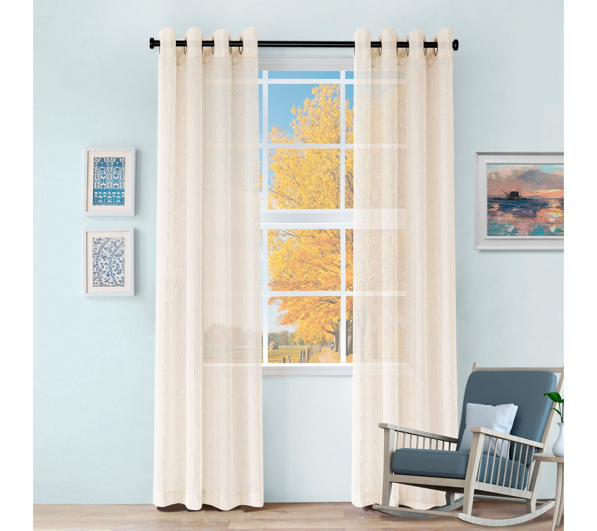 Superior Cormac Sheer Grommet Curtain 2 Panel Set, 52" x 96"