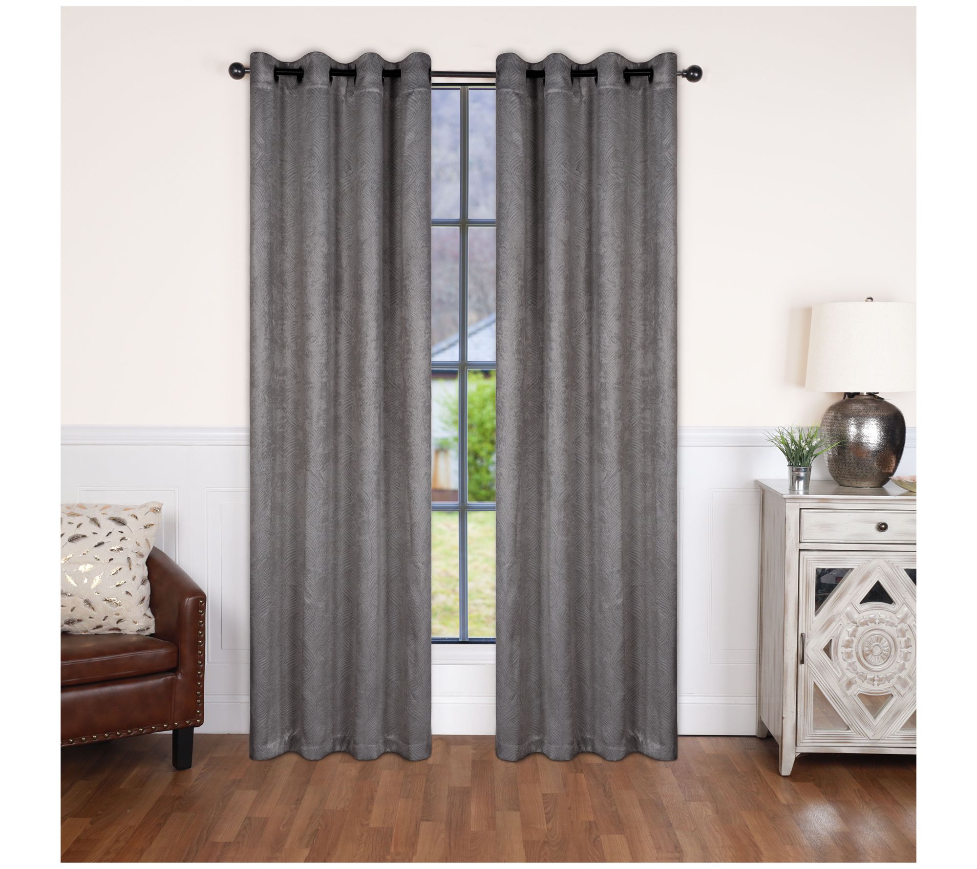 Superior Modern Geometric Waves Blackout Curtain Set, 52X120