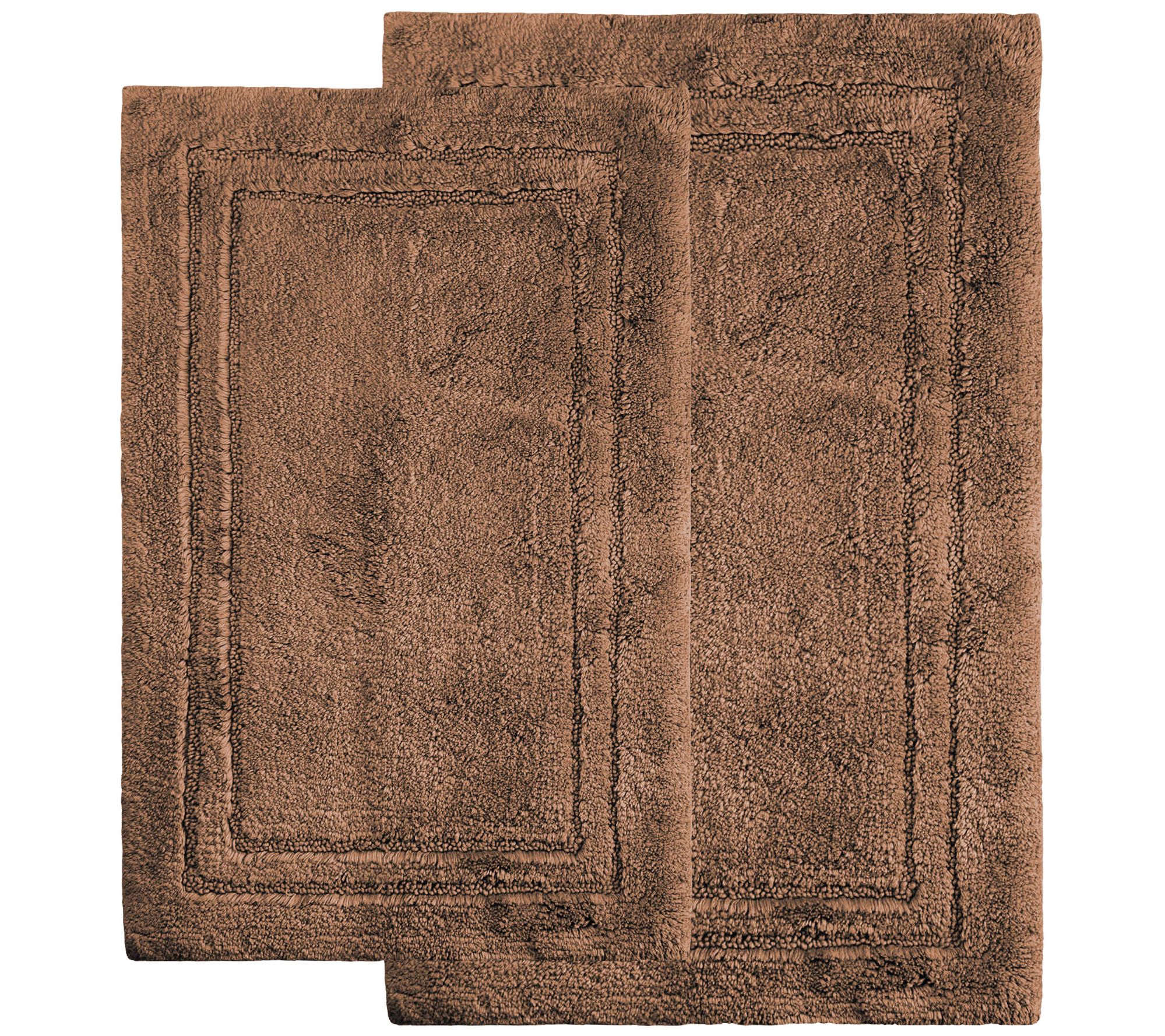 Superior Cotton 2-Piece Plush Non-Slip Solid Ba th Rug Set