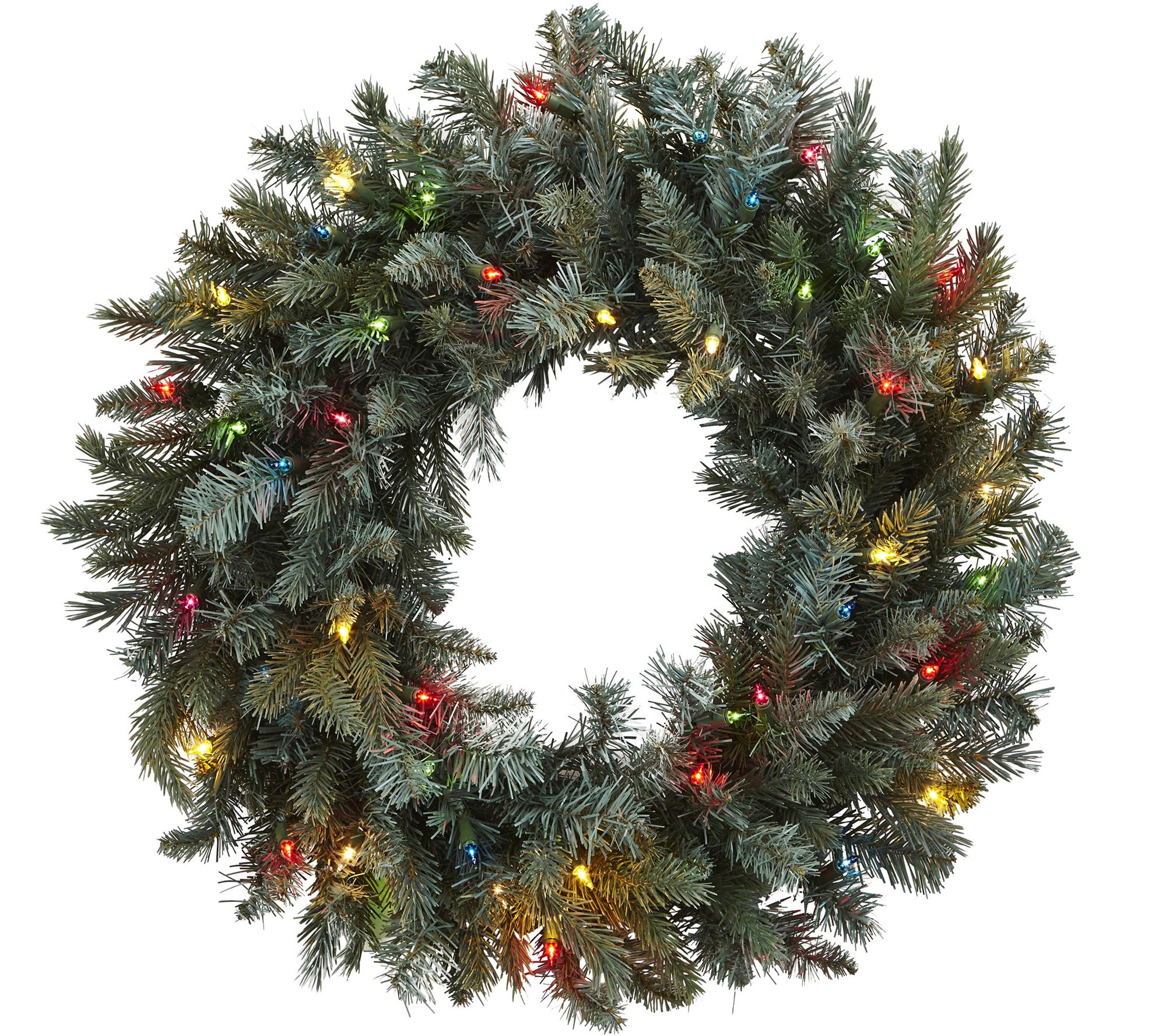 30" Pine Wreath w/ Colored Lights by Nearly Natural