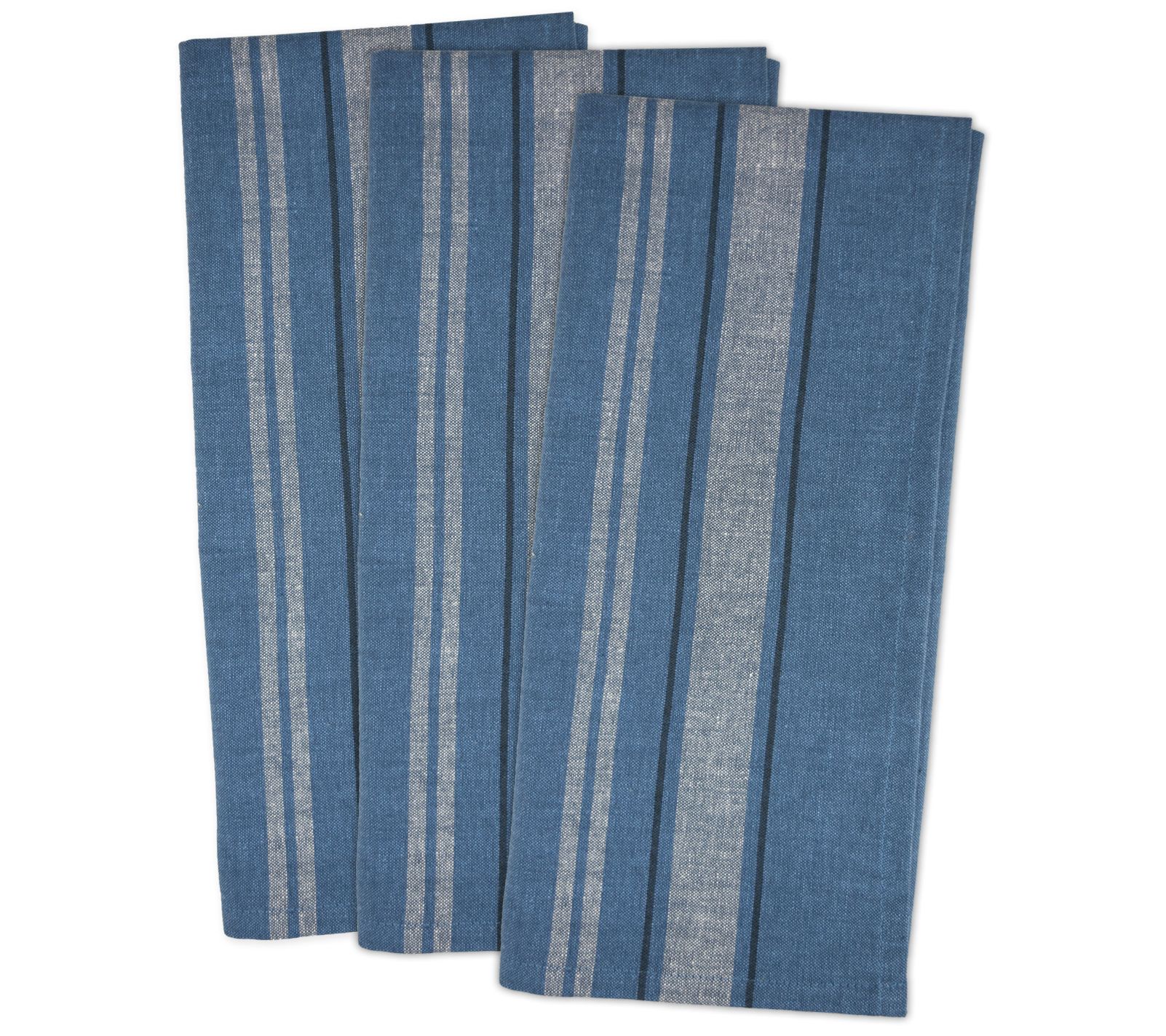 Design Imports Set of 3 French Stripe ChambrayKitchen Towels