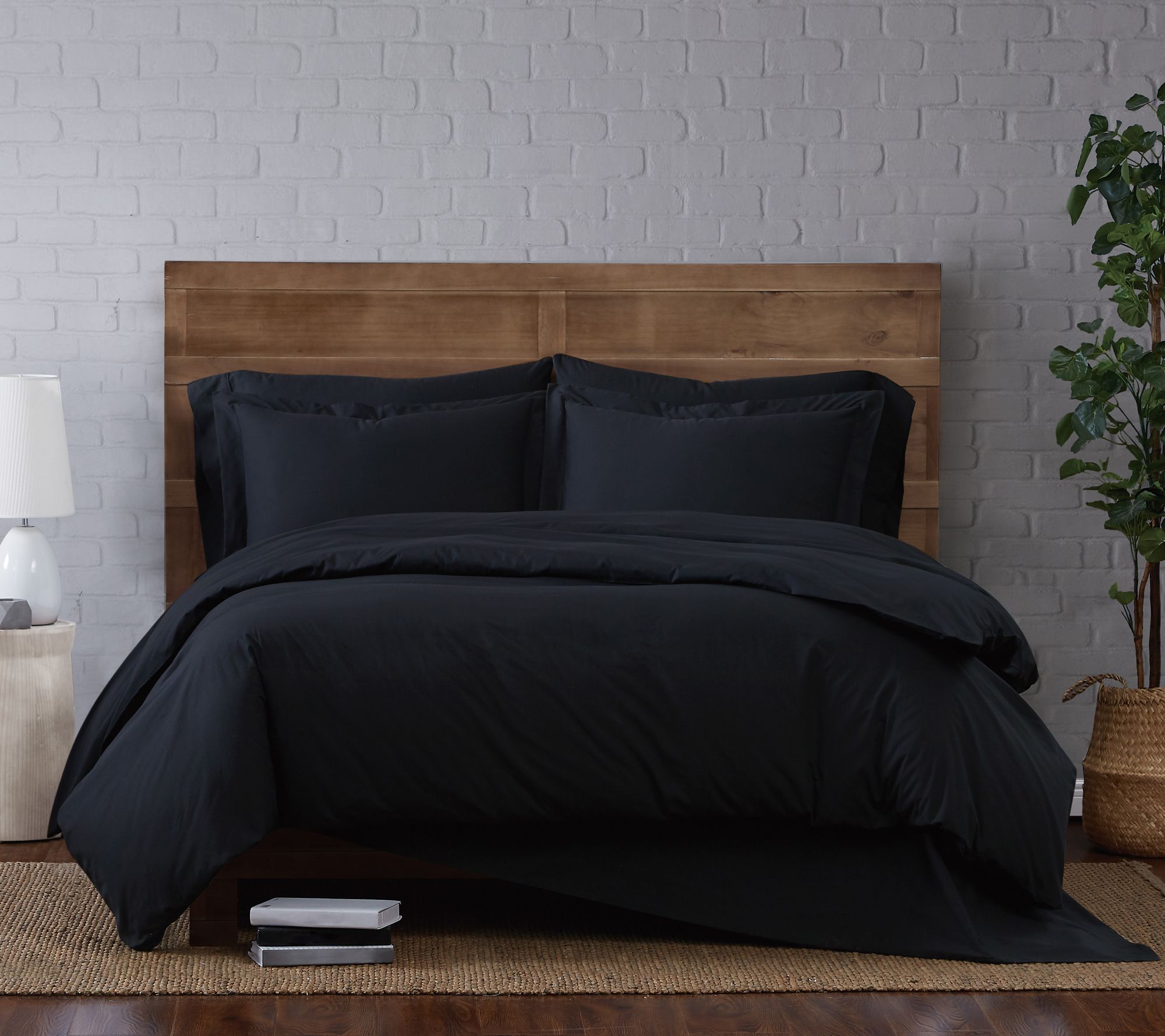 Brooklyn Loom Solid Cotton Percale Full/Queen Duvet Set