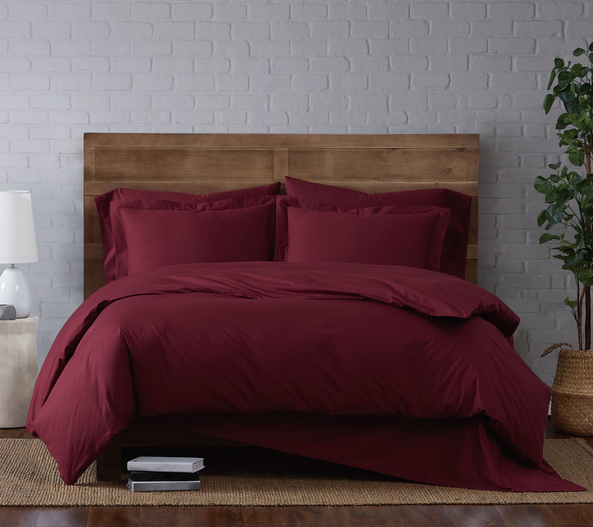 Brooklyn Loom Solid Cotton Percale Full/Queen Duvet Set