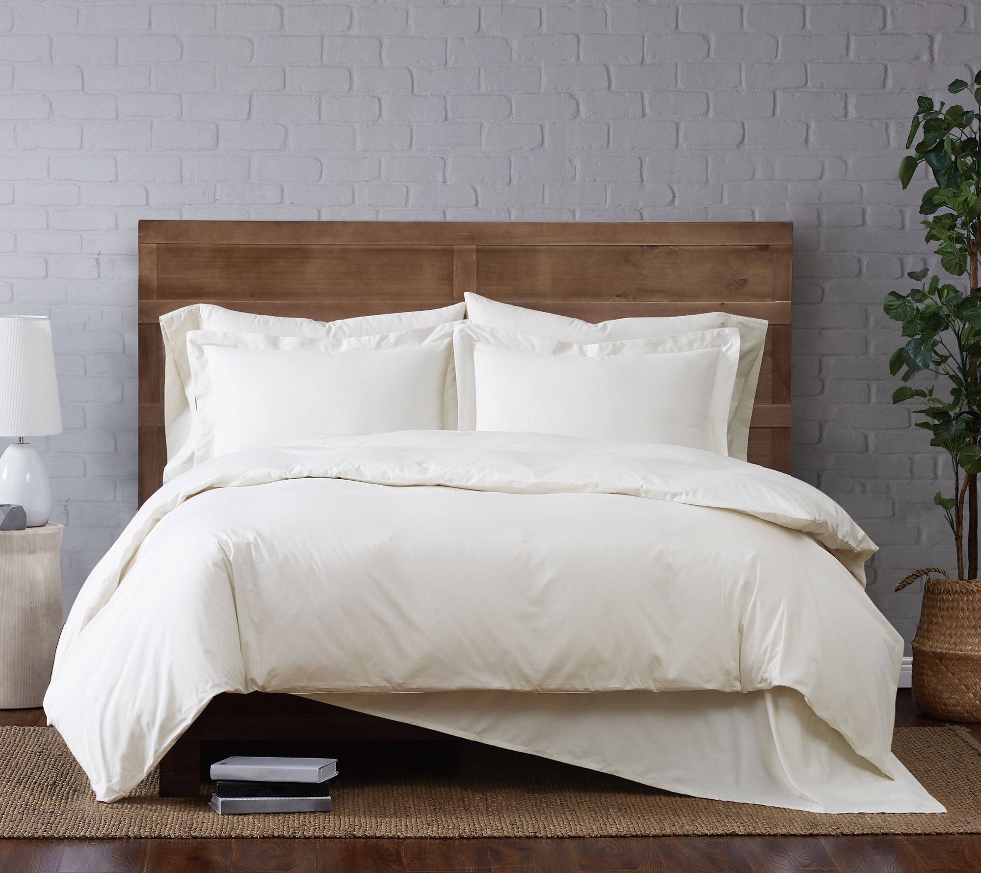 Brooklyn Loom Solid Cotton Percale Full/Queen Duvet Set