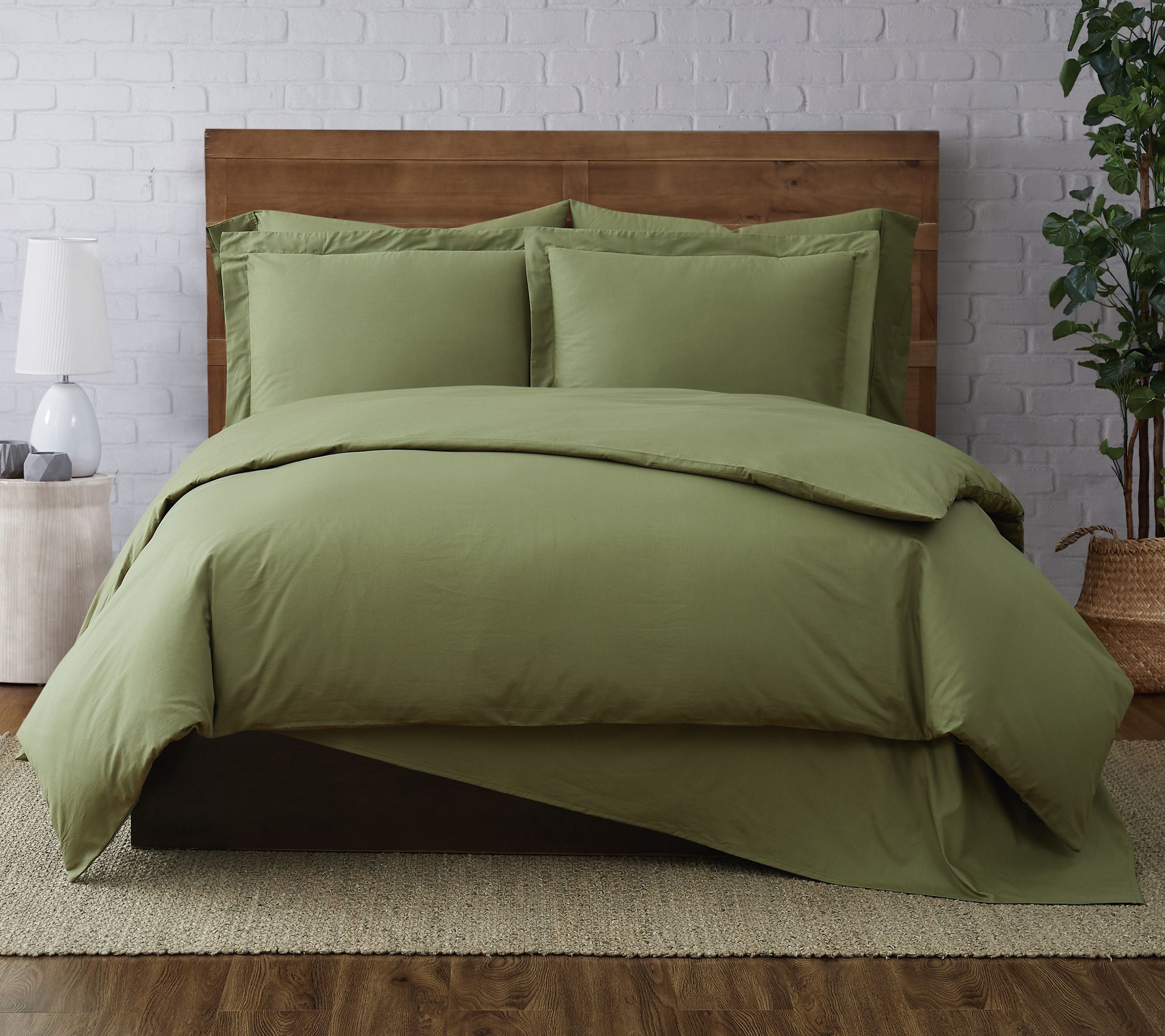 Brooklyn Loom Solid Cotton Percale Full/Queen Duvet Set