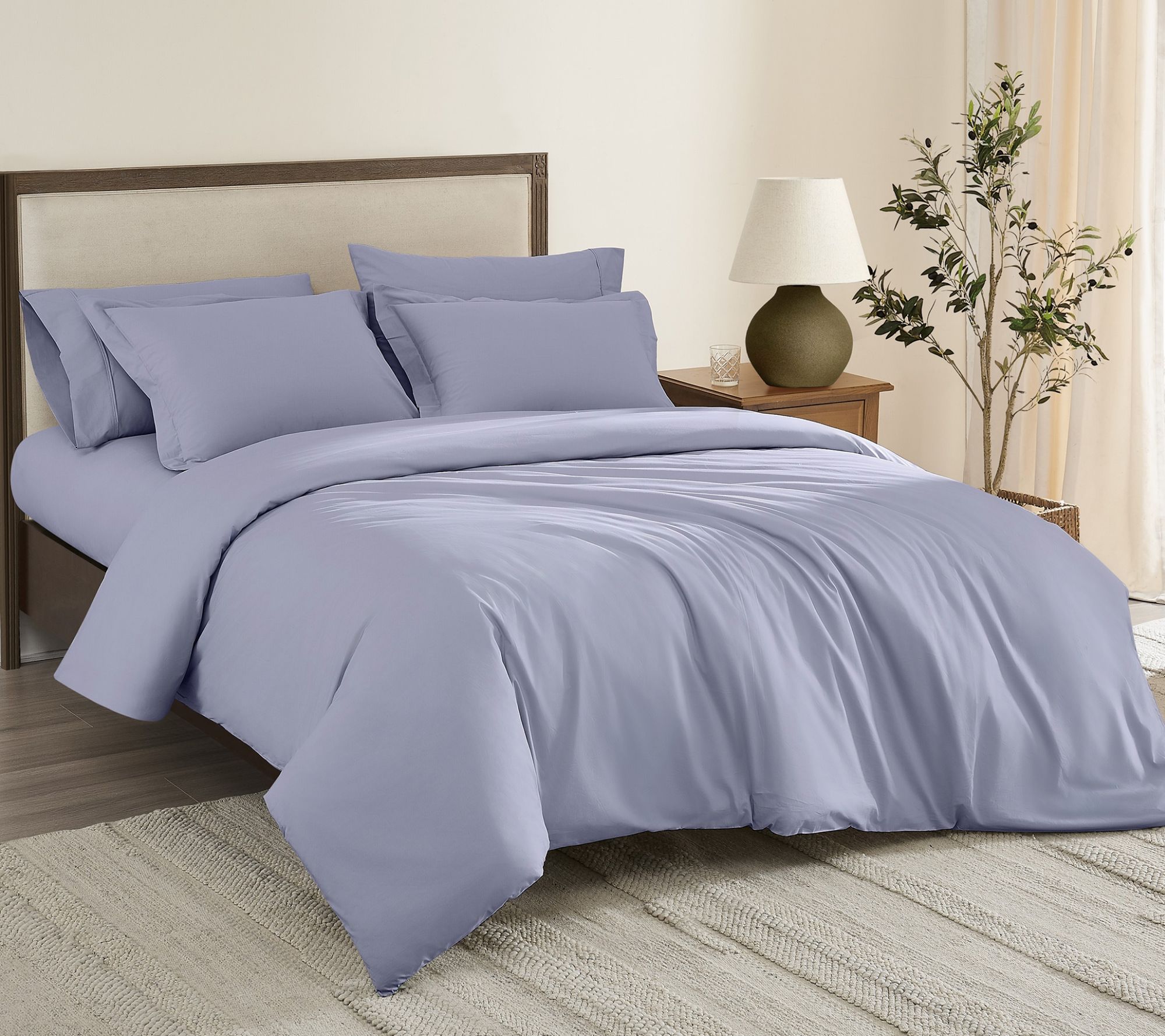 Brooklyn Loom Solid Cotton Percale Full/Queen Duvet Set