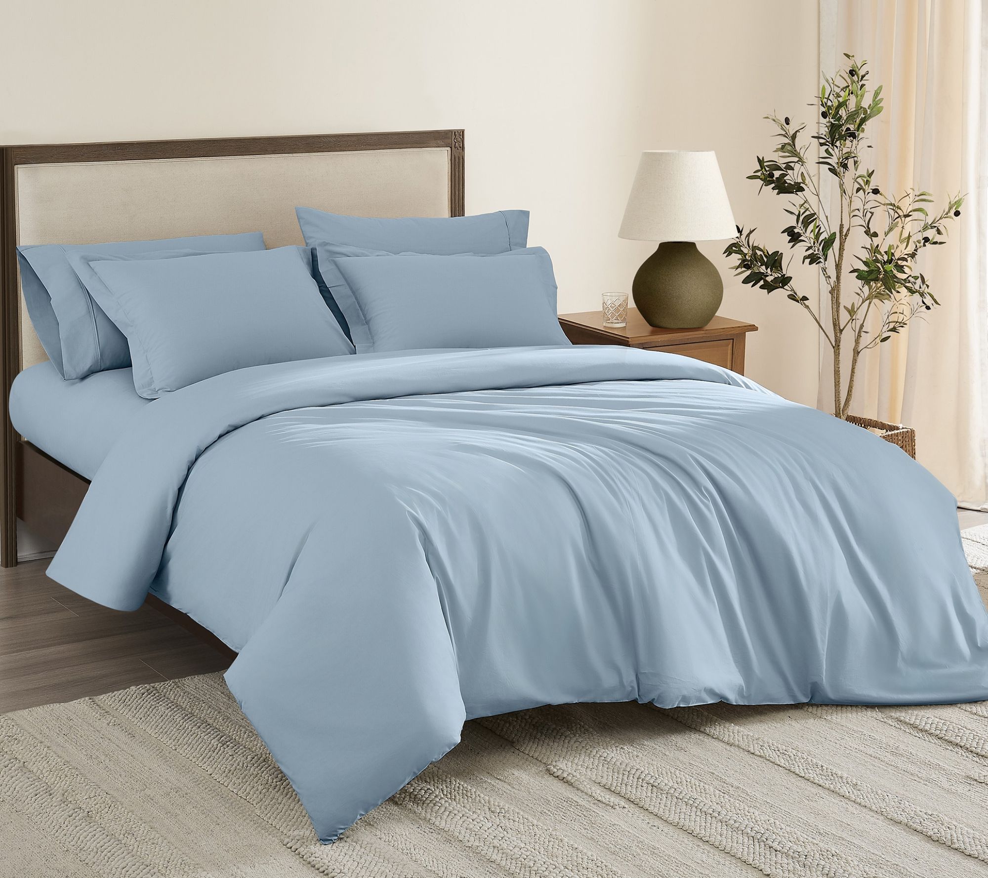 Brooklyn Loom Solid Cotton Percale Full/Queen Duvet Set