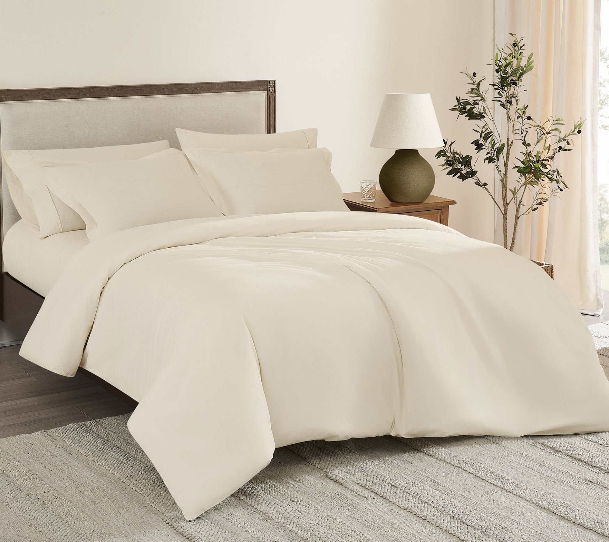 Brooklyn Loom Solid Cotton Percale Full/Queen Duvet Set