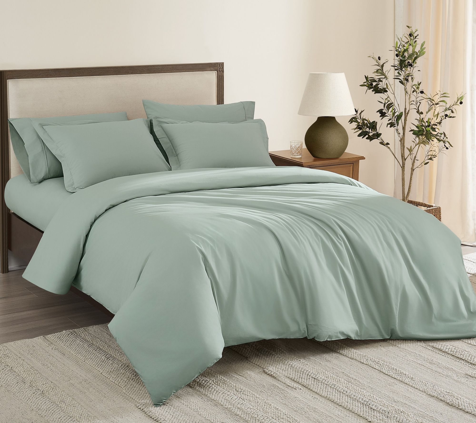 Brooklyn Loom Solid Cotton Percale Full/Queen Duvet Set