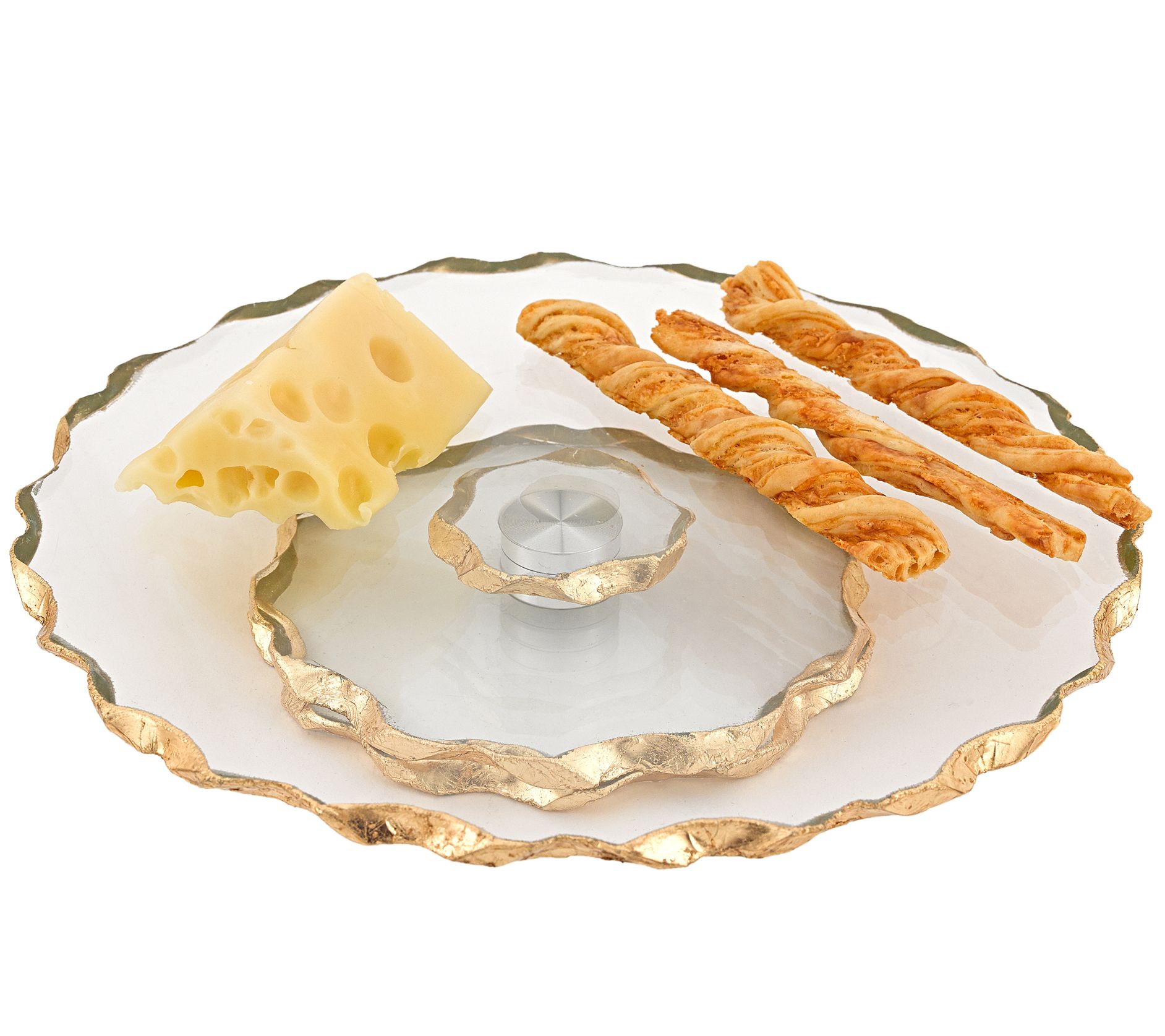 Badash Gold Chiseled Leaf Edge 13" Turning Platter