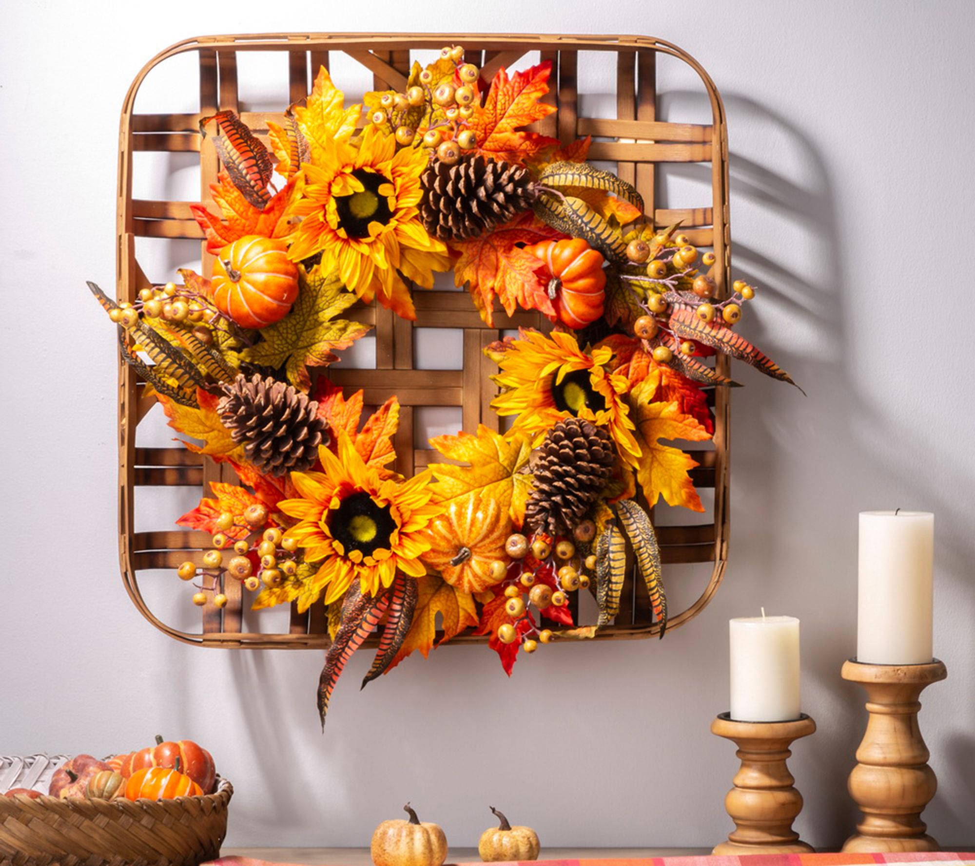 Glitzhome Indoor Outdoor Wall Hanging Bamboo Tobacco Basket