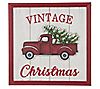 Glitzhome Wood Square Vintage Christmas Truck Hanging Decor