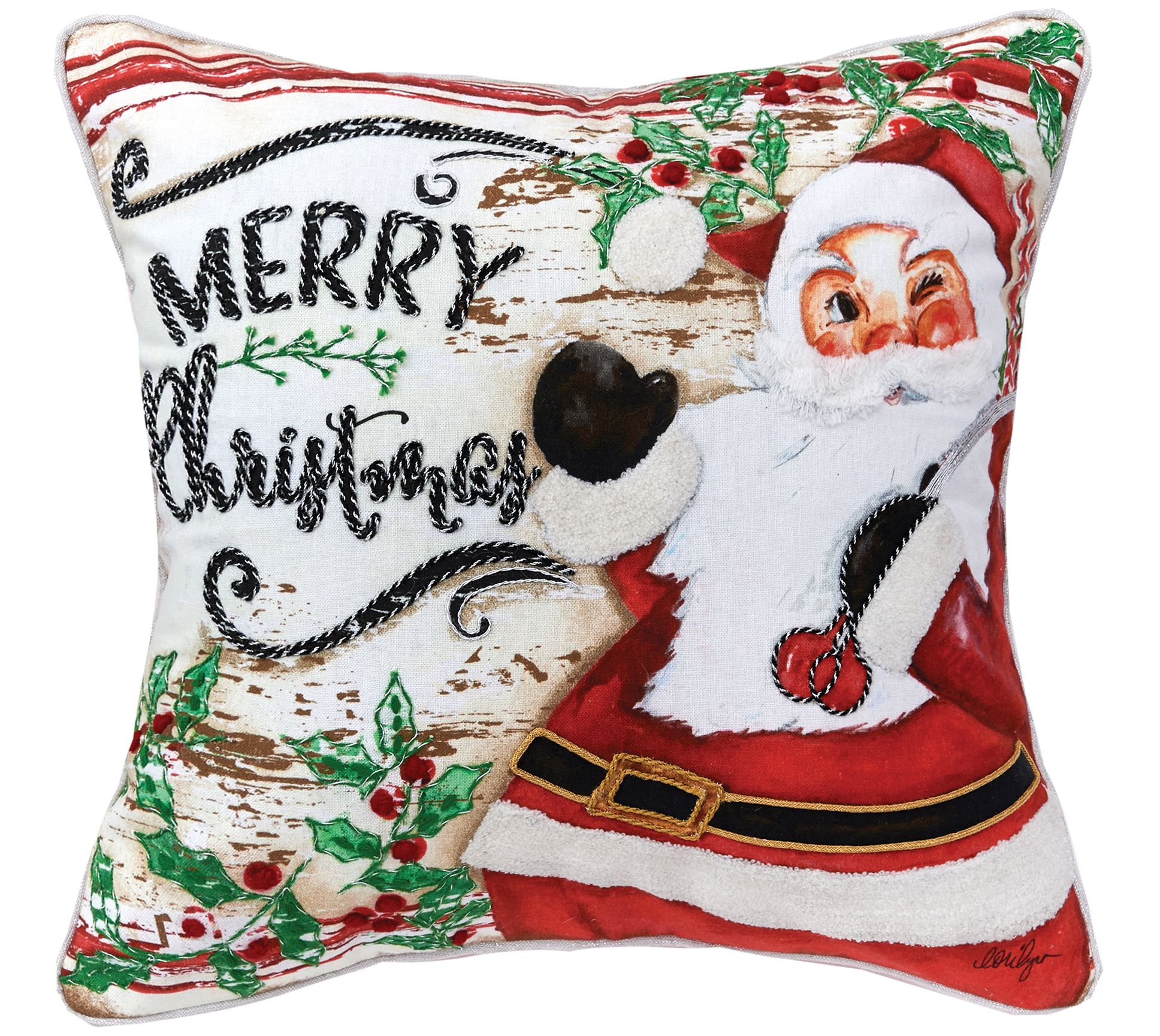 Classic Christmas Santa with Brown Eyes Throw Pillow, 18