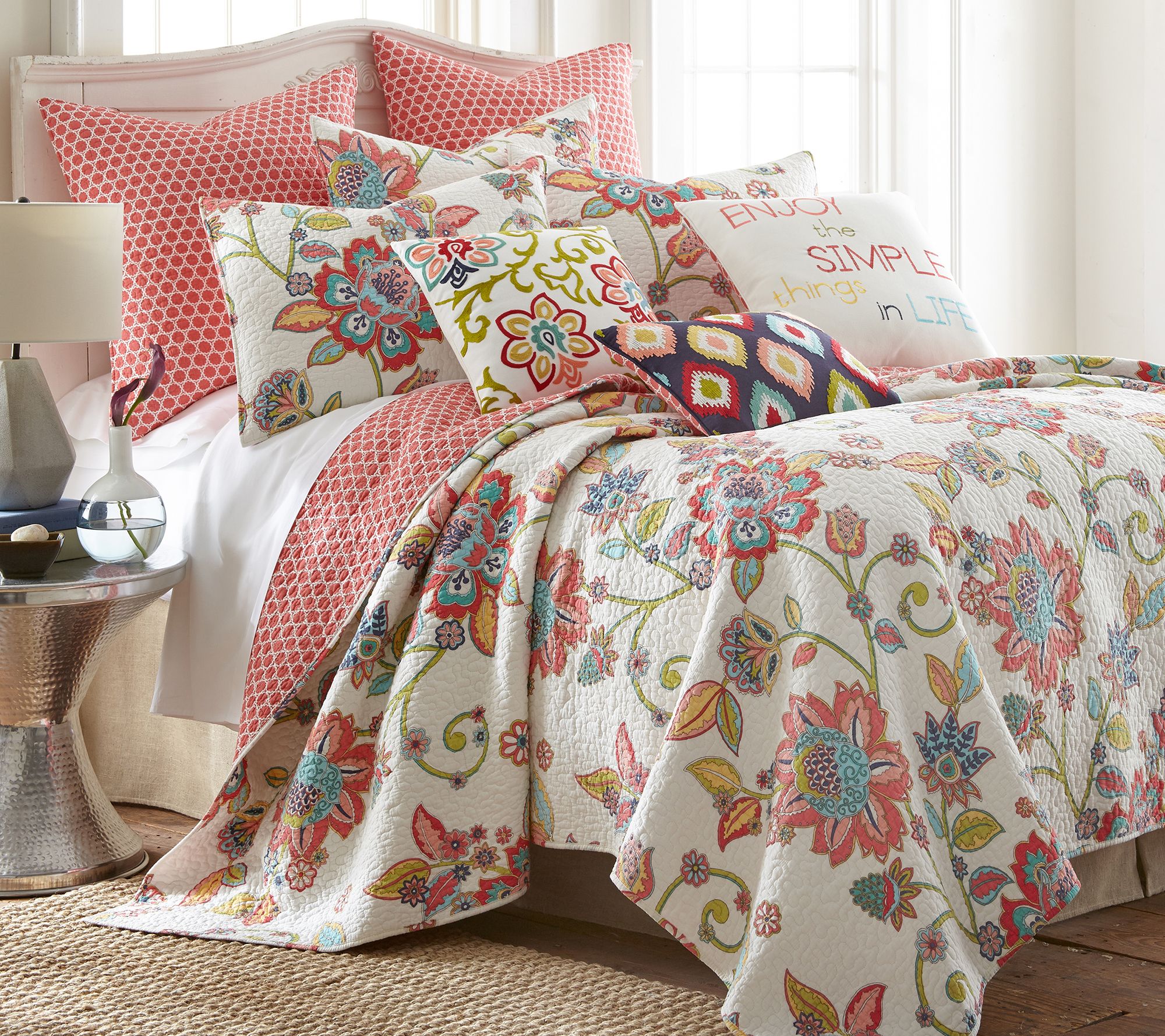 Levtex Home Clementine Floral 3-Piece King/CalKing Quilt Set - QVC.com