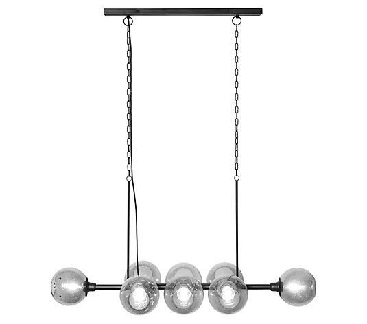 River of Goods 48"L 8-Light Metal and Smoked Glass Chandelier