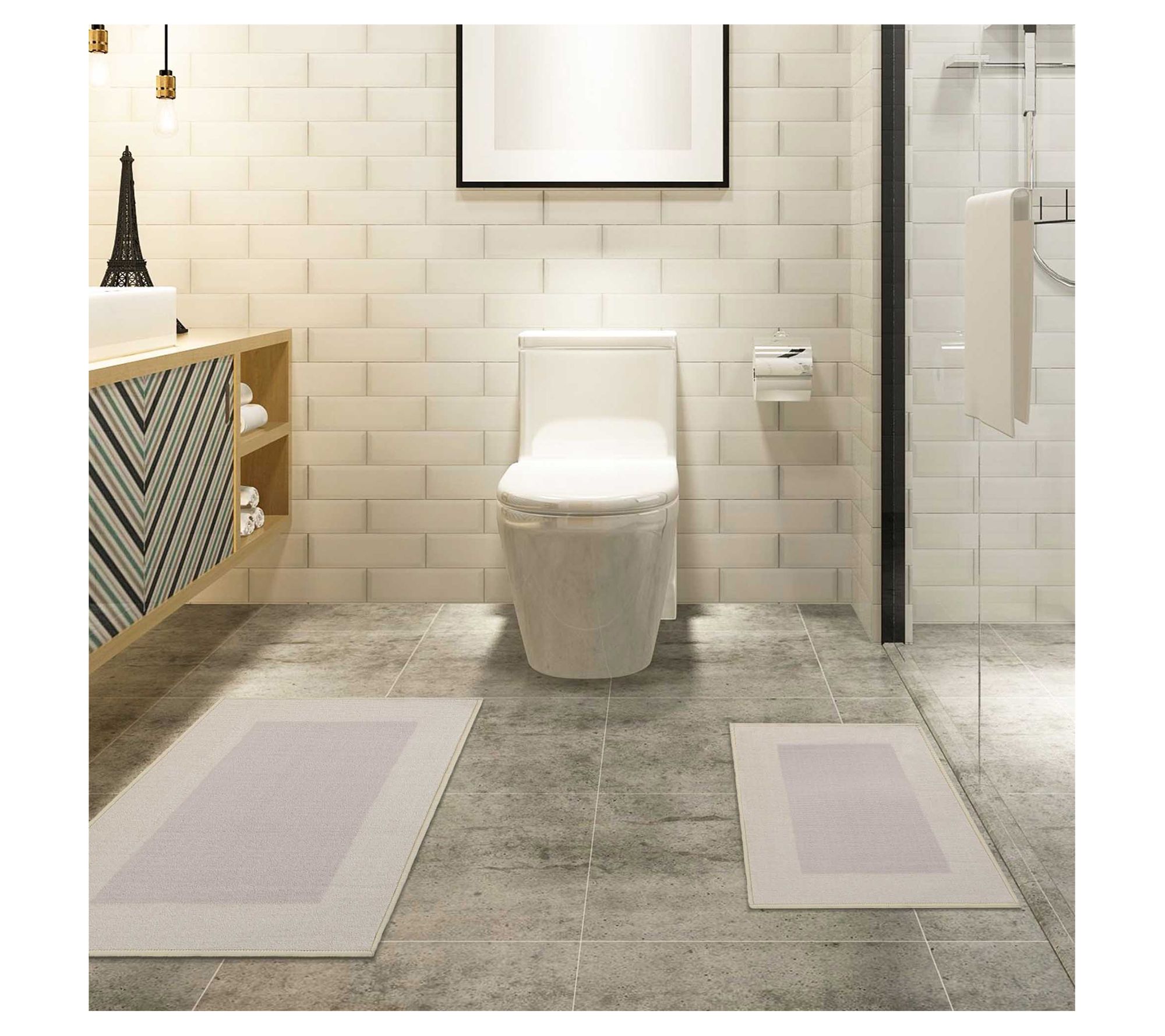 Superior Troy Solid Non-Slip Machine Washable Bth Mat Set