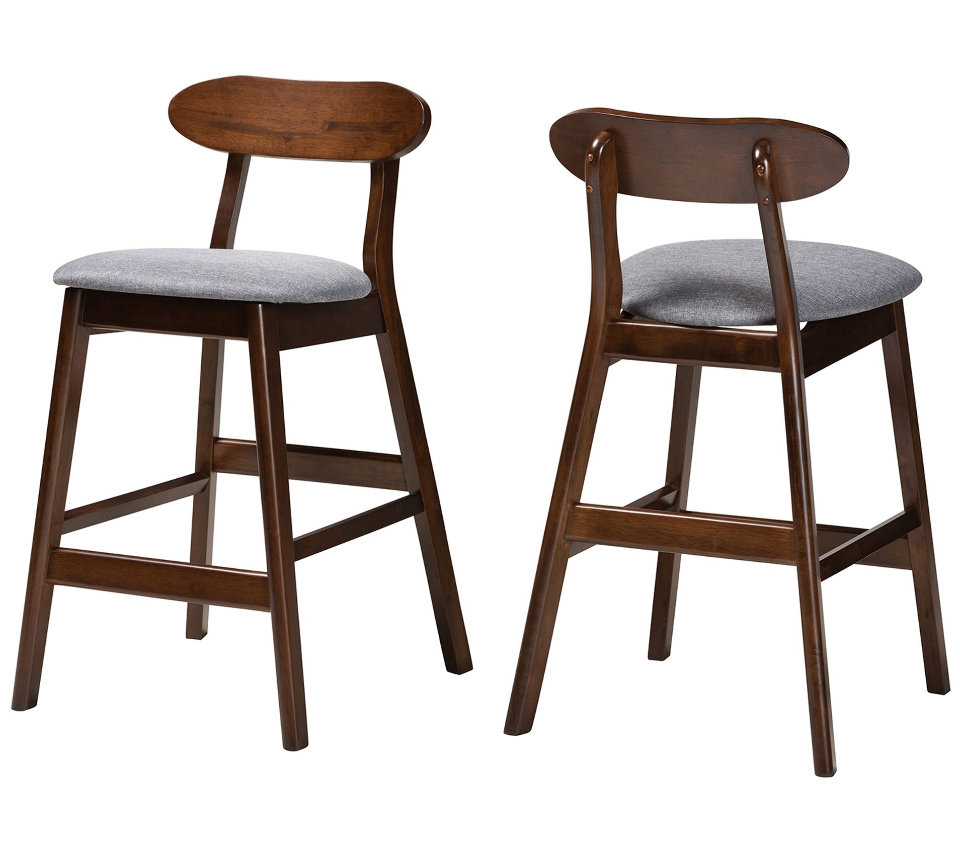 Baxton Studio Ulyana Grey and Oak Counter Stool Set of 2 QVC