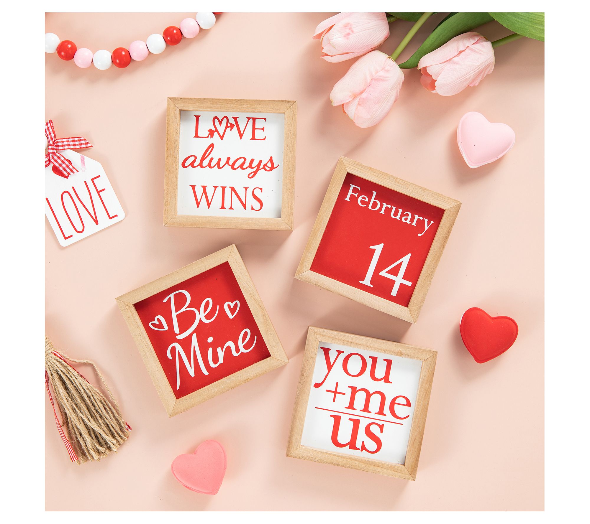 Glitzhome 24 Valentines Double Sided Wooden Easel Porch Sign 