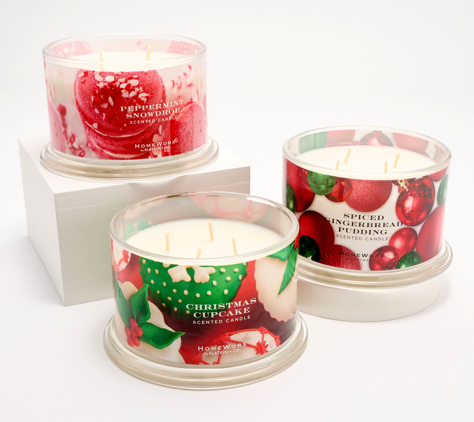 As Is HomeWorx By Slatkin Co Set 3 Holiday 18oz Candles QVC Com   H460735.001