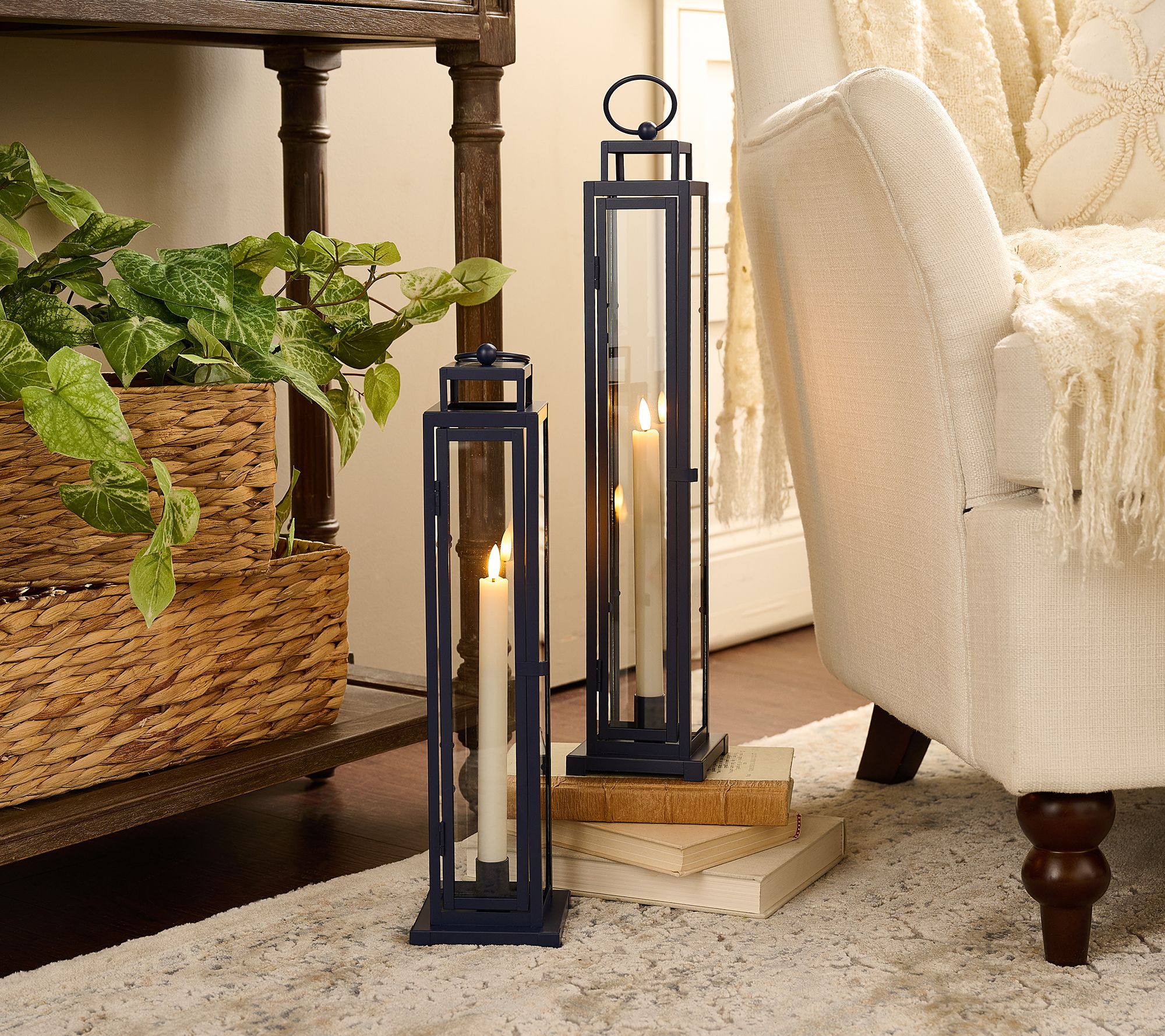 Home Reflections Indoor/Outdoor Set of 2 Taper Lanterns