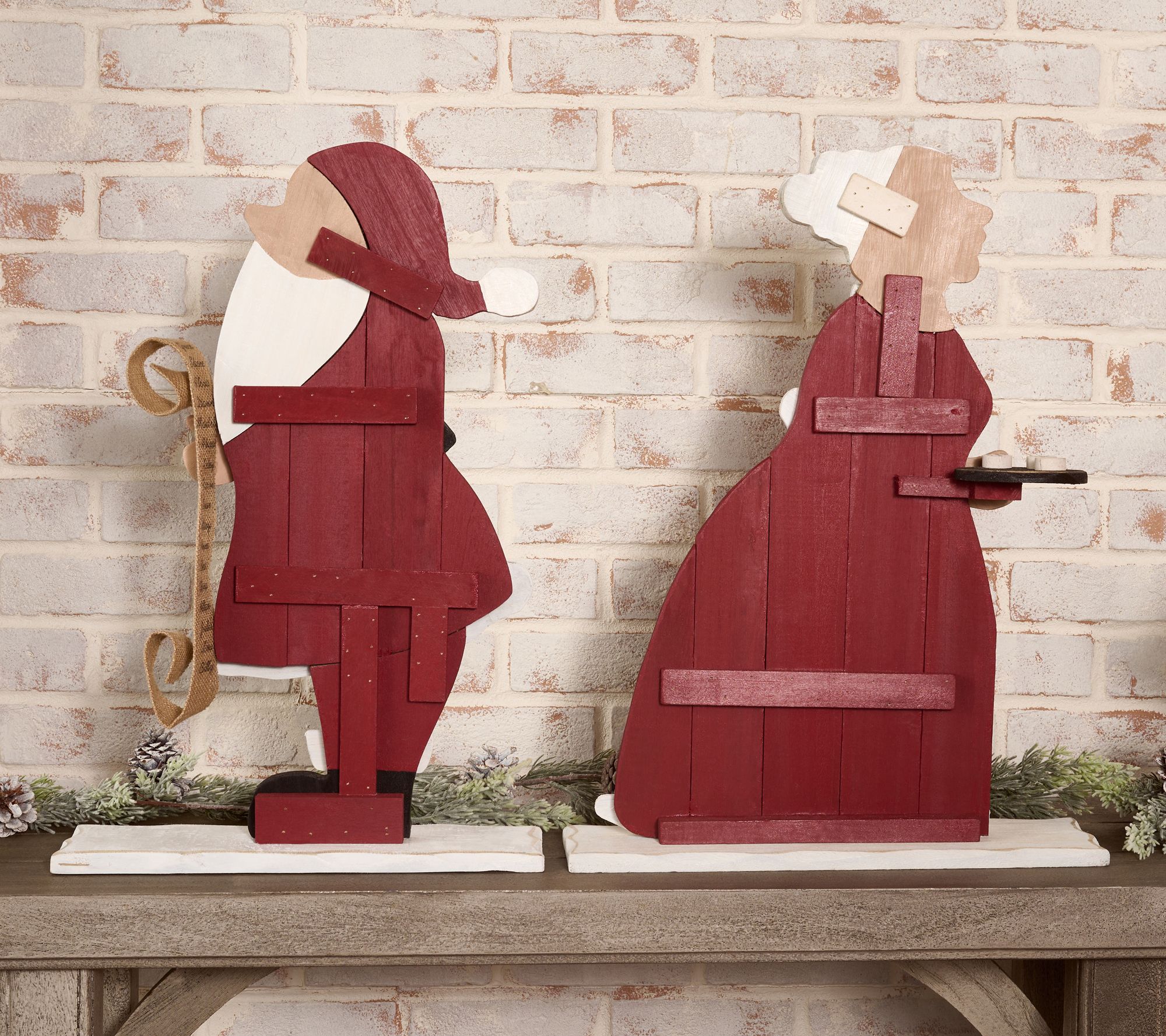 Kringle Express 2-Pc Oversized Santa and Mrs Claus Slim Figurines - QVC.com