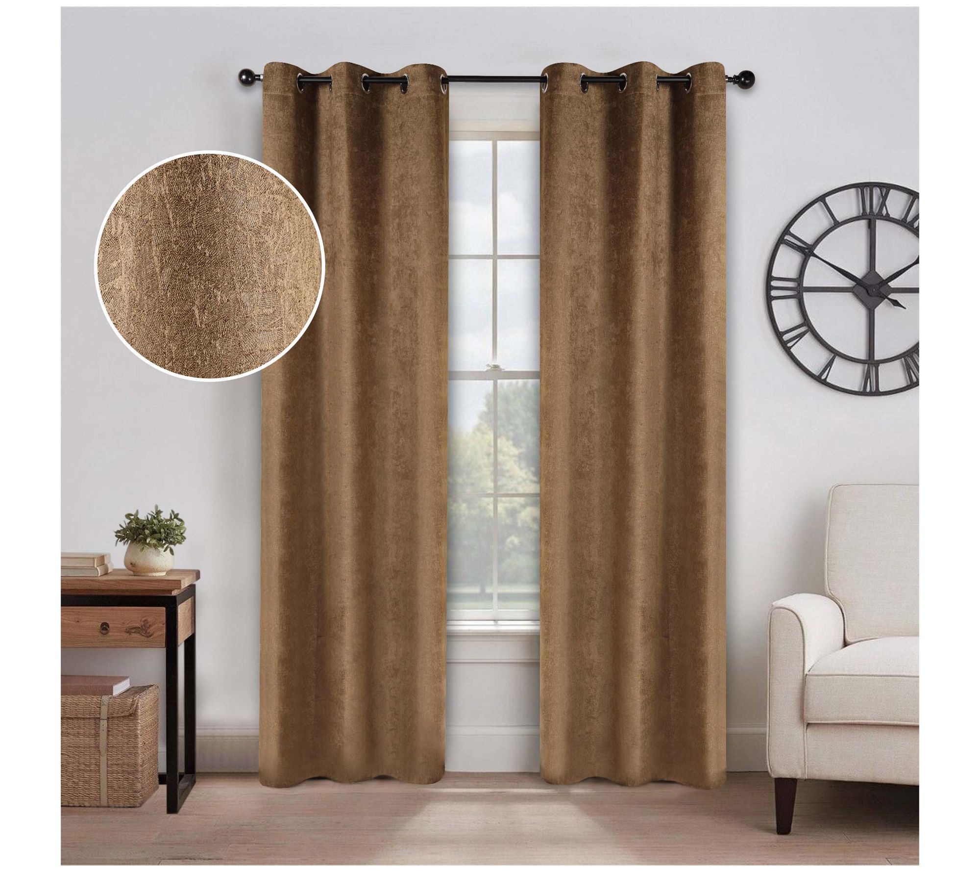 Superior Textured Blackout Curtain Set of 2 Panels, 42X63