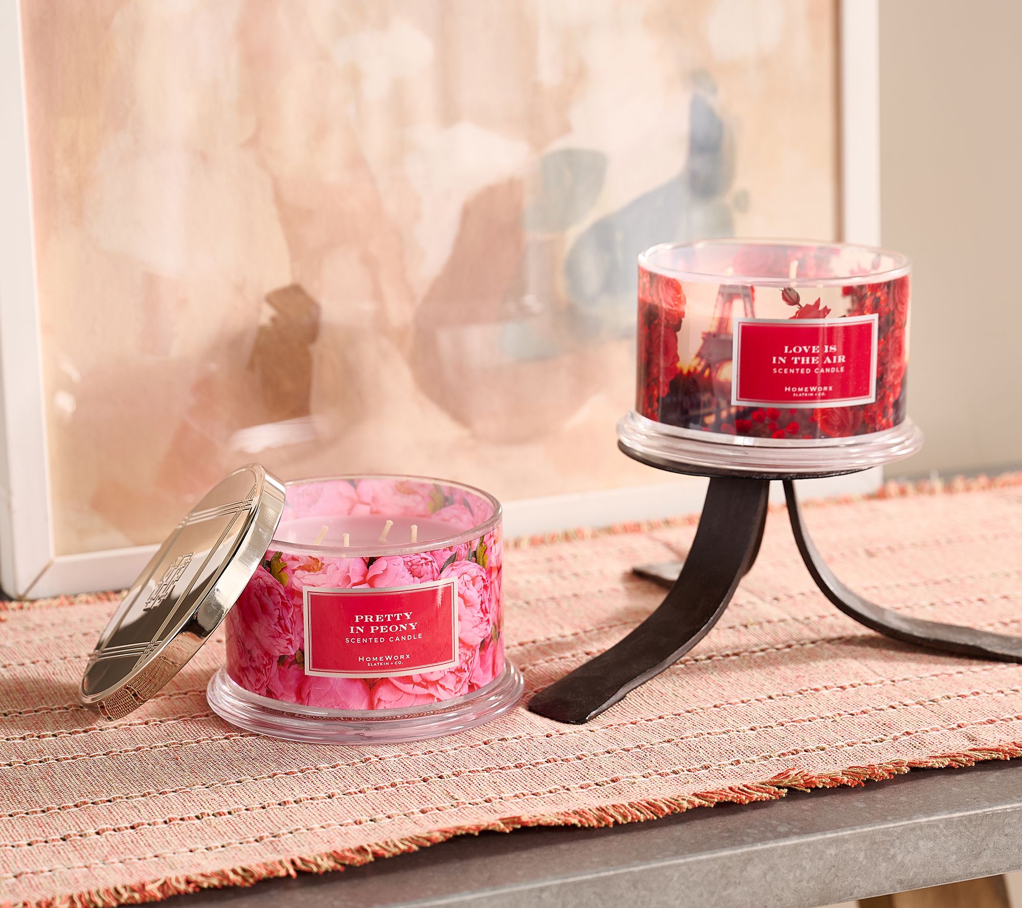 "As Is"HomeWorx by Slatkin & Co Set of 2 18oz Pretty Peony & Love in