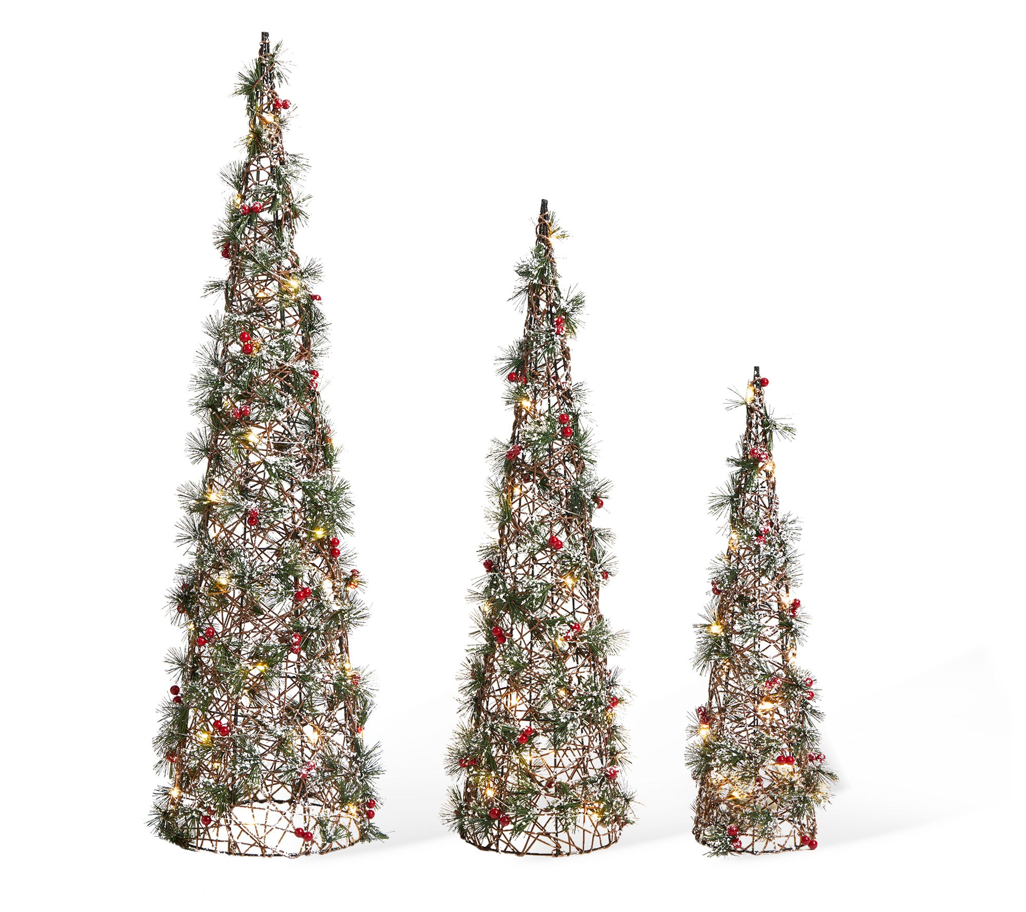 Glitzhome 23" LED Lighted Christmas Cone TreesS/3