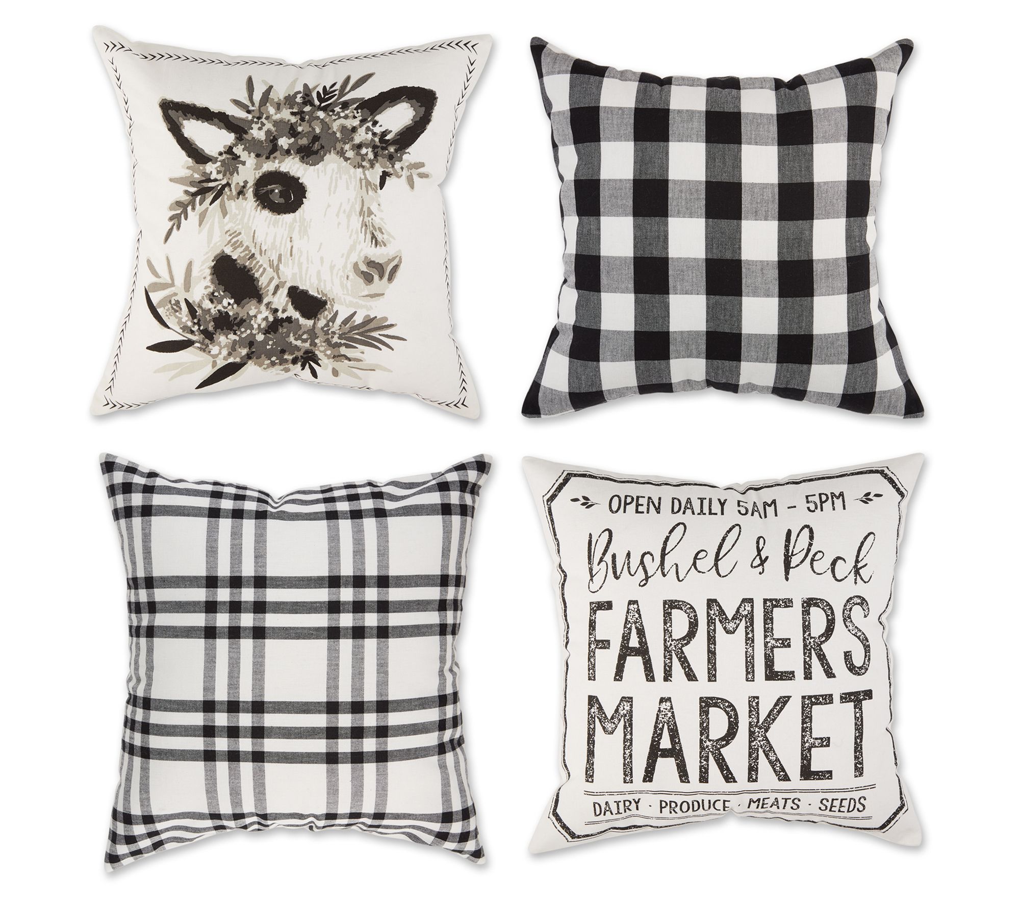Design Imports S/4 Cow & Farmers Market Pillowovers
