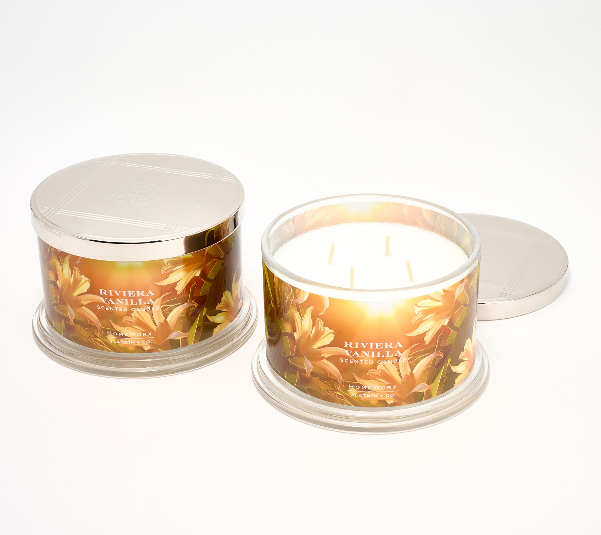 HomeWorx by Slatkin + Co. S/2 18oz Rivera Vanilla Candles