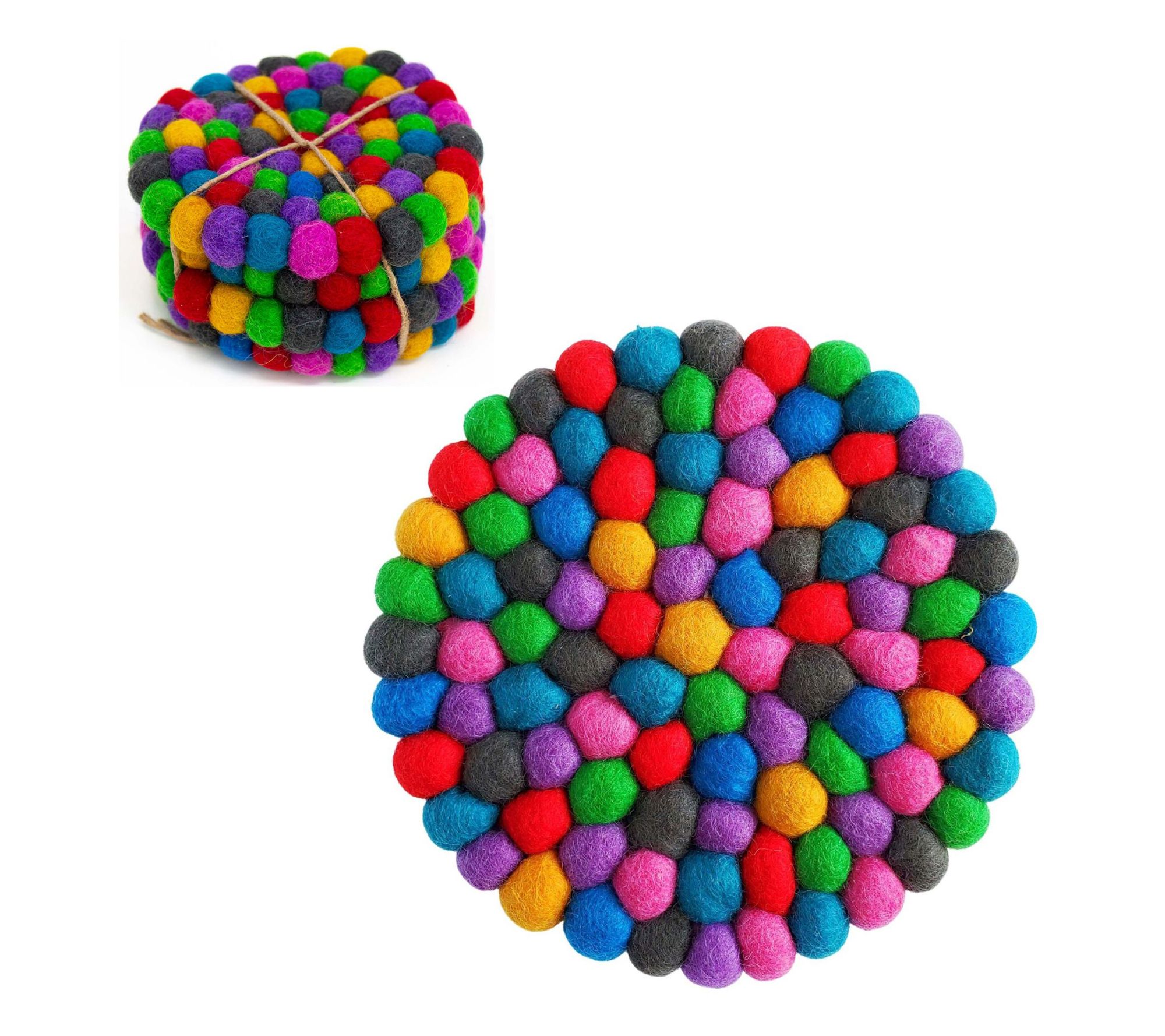 Global Crafts Handcrafted Felt Coaster Set & Trivet