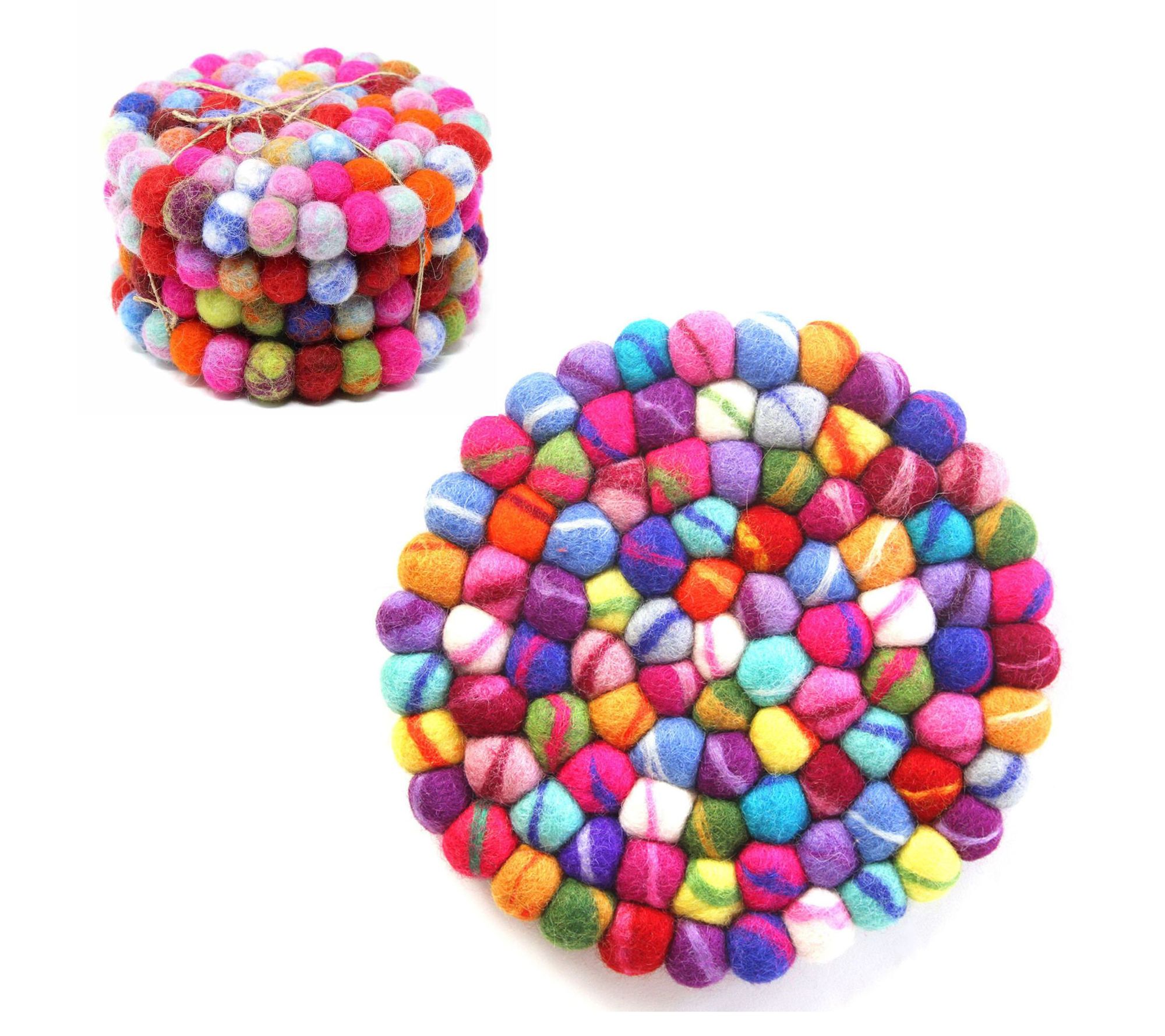 Global Crafts Handcrafted Felt Coaster Set & Trivet