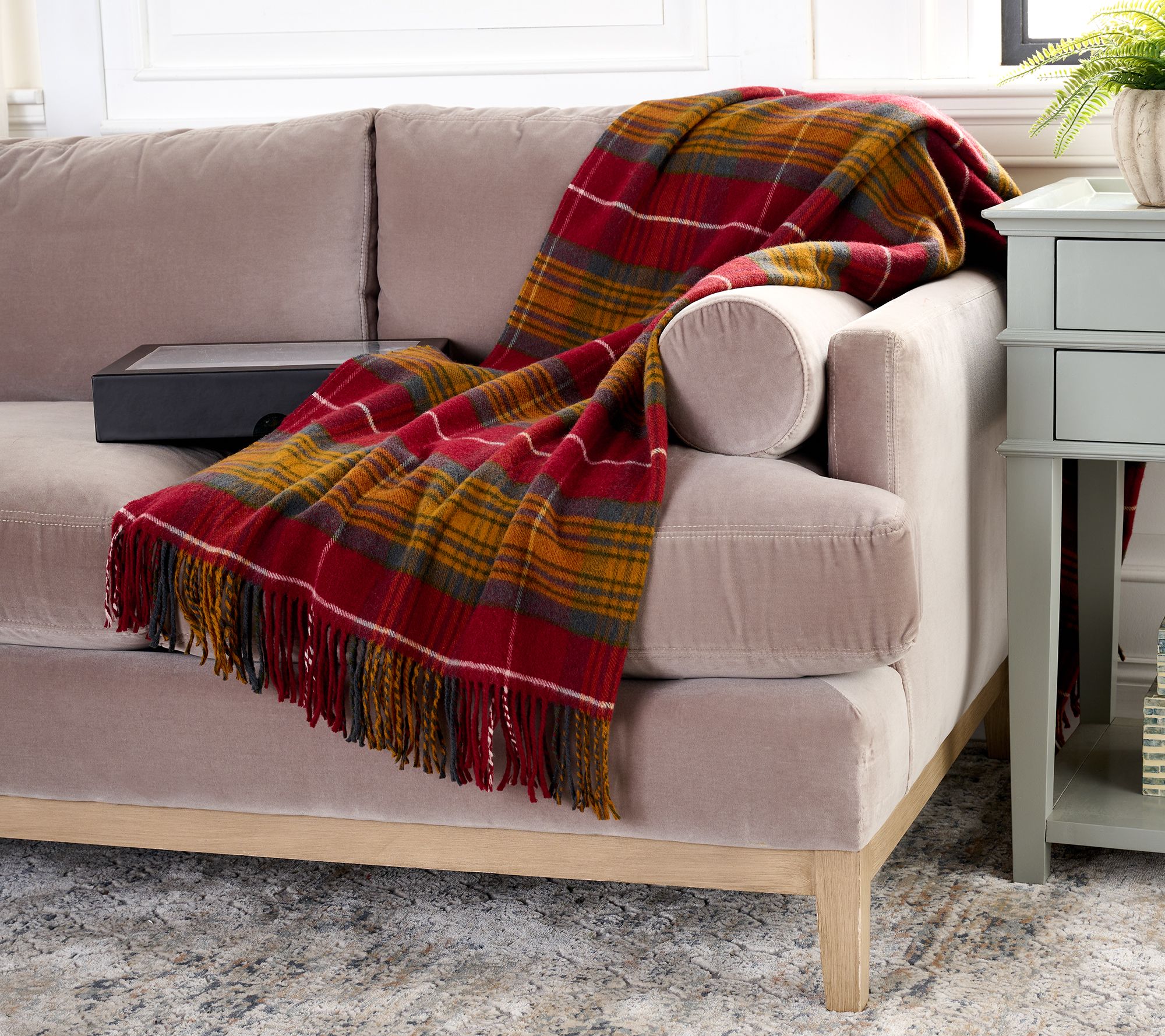 "As Is" Mrs. H by Dee Hilfiger Cashmere & Wool Plaid Throw