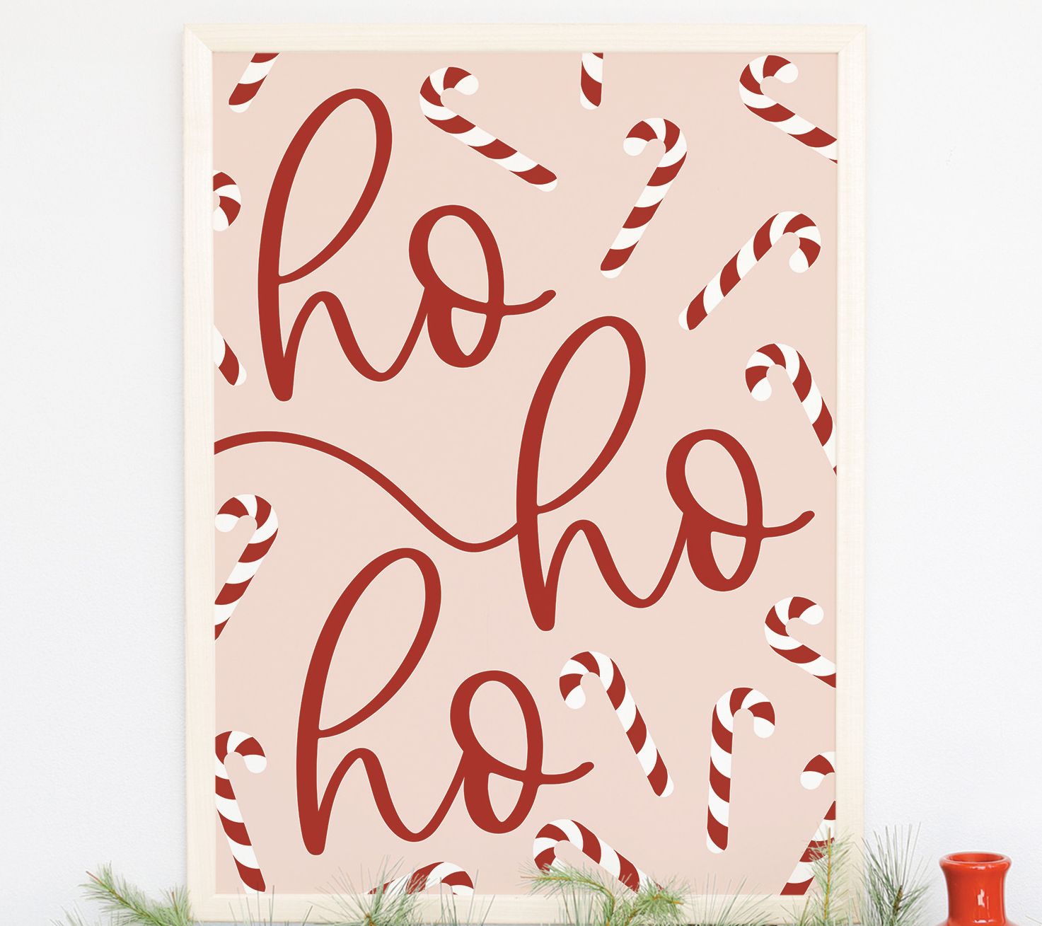 Sincere Surroundings 24" Ho Ho Ho Candy Canes Thin Frame