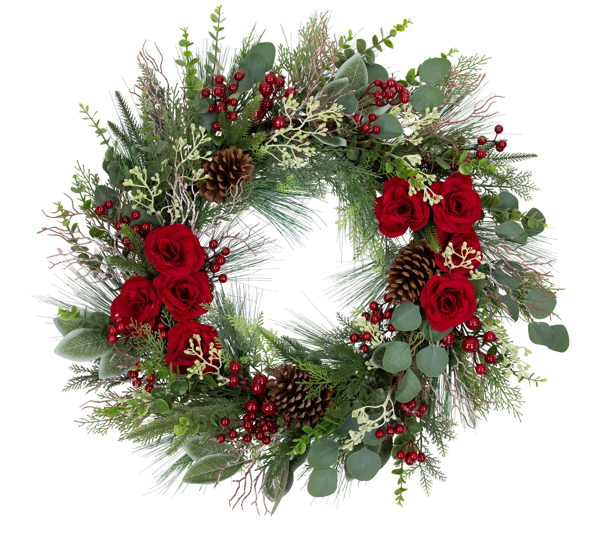 Northlight Roses and Berries Artificial Christmas Wreath 30