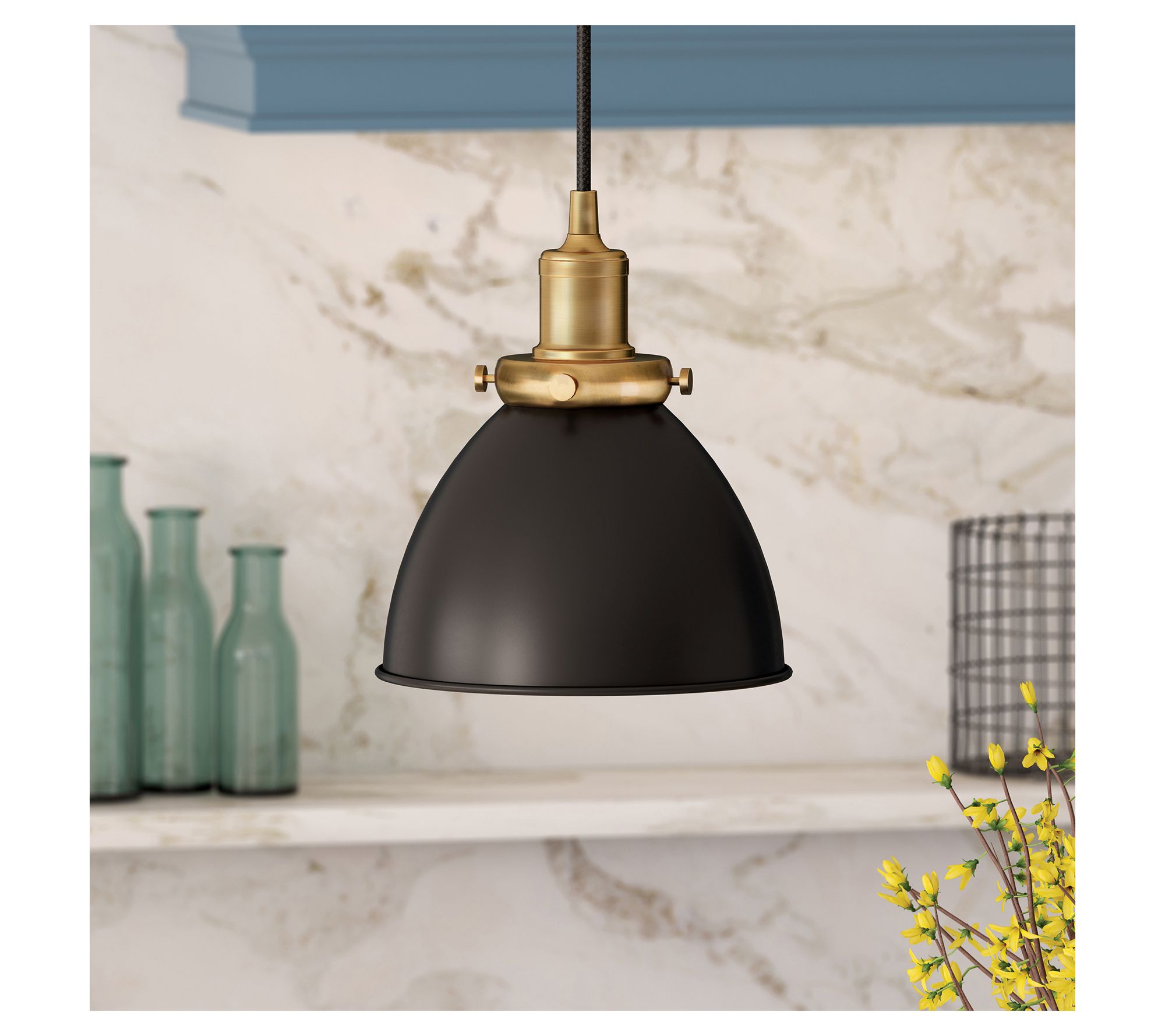 Hudson&Canal Madison 8" Wide Pendant with MetalShade