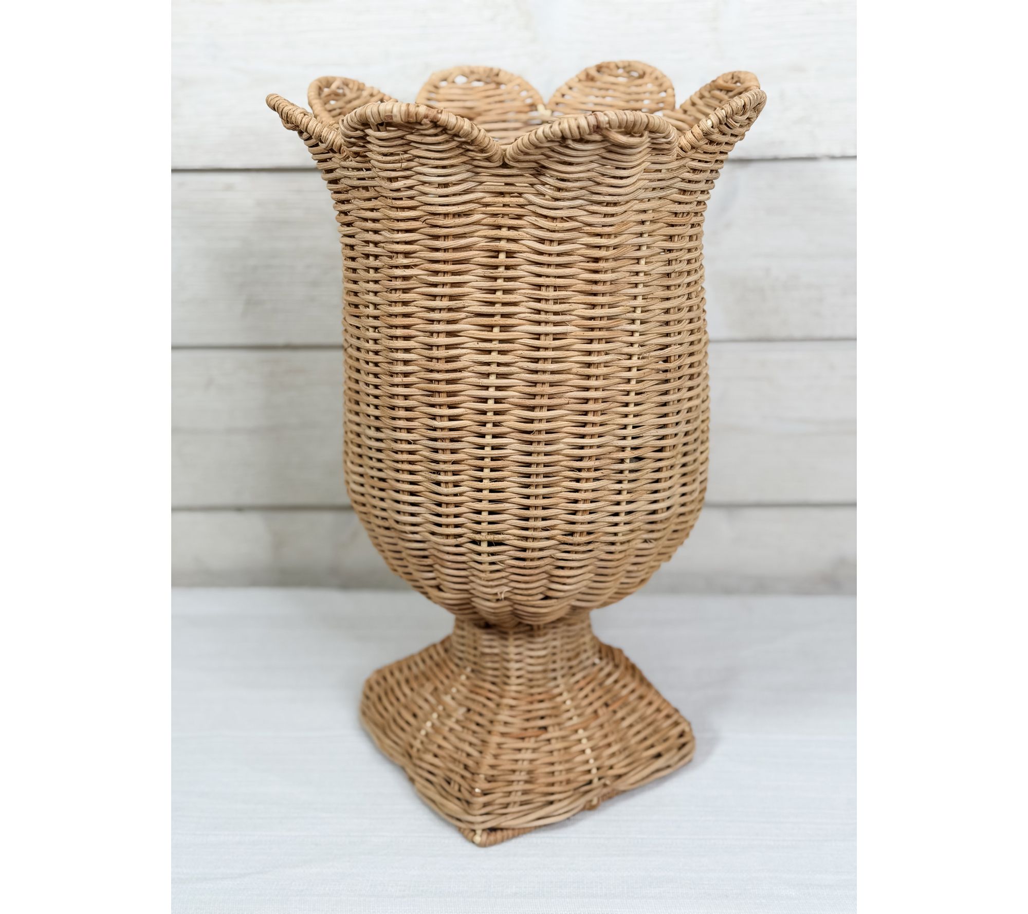 Simply Stunning 15" Woven Scalloped Footed Urn by Janine Graff