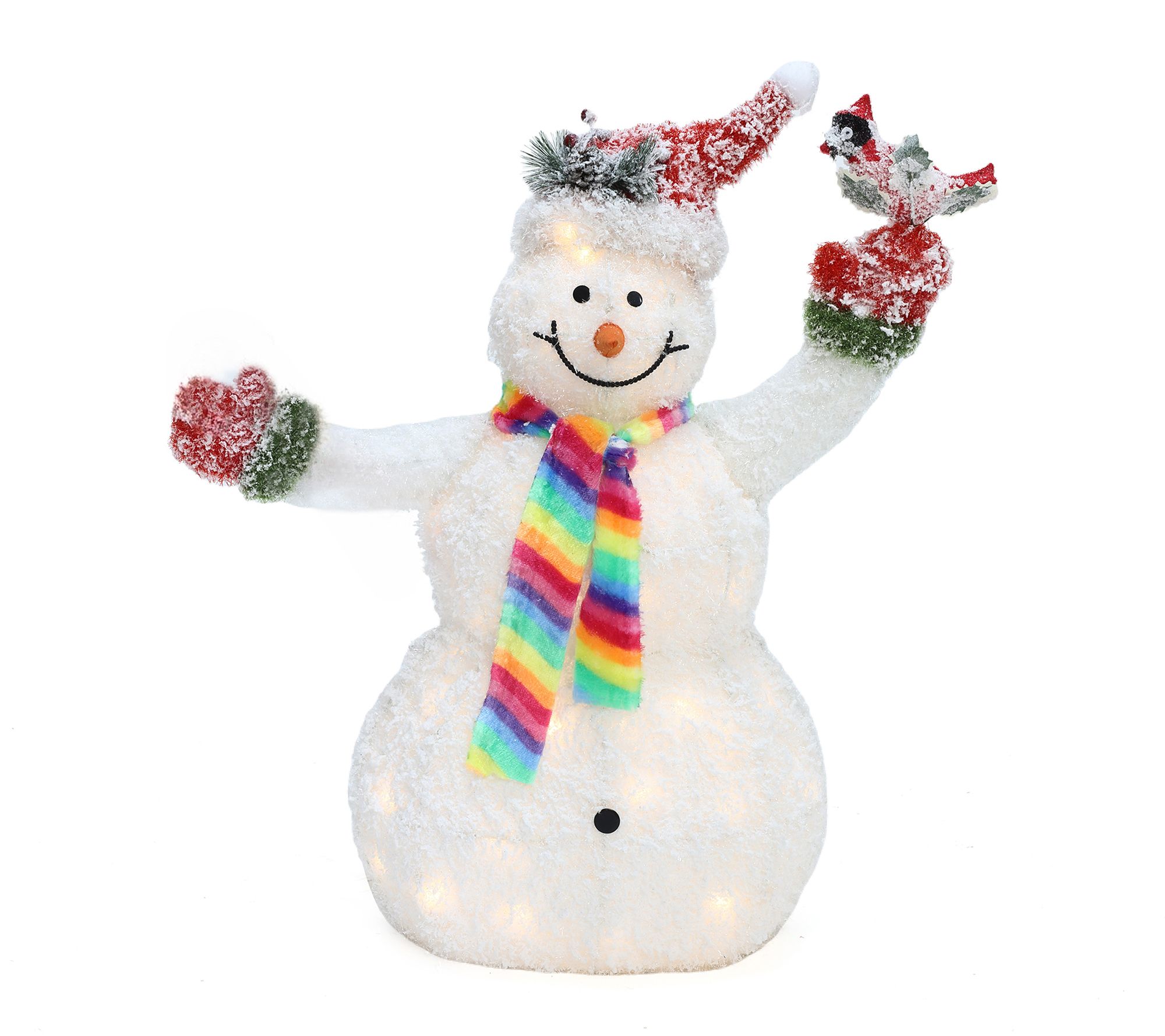 LuxenHome 3Ft Lighted Snowman with Bird, Outdoor Xmas Display