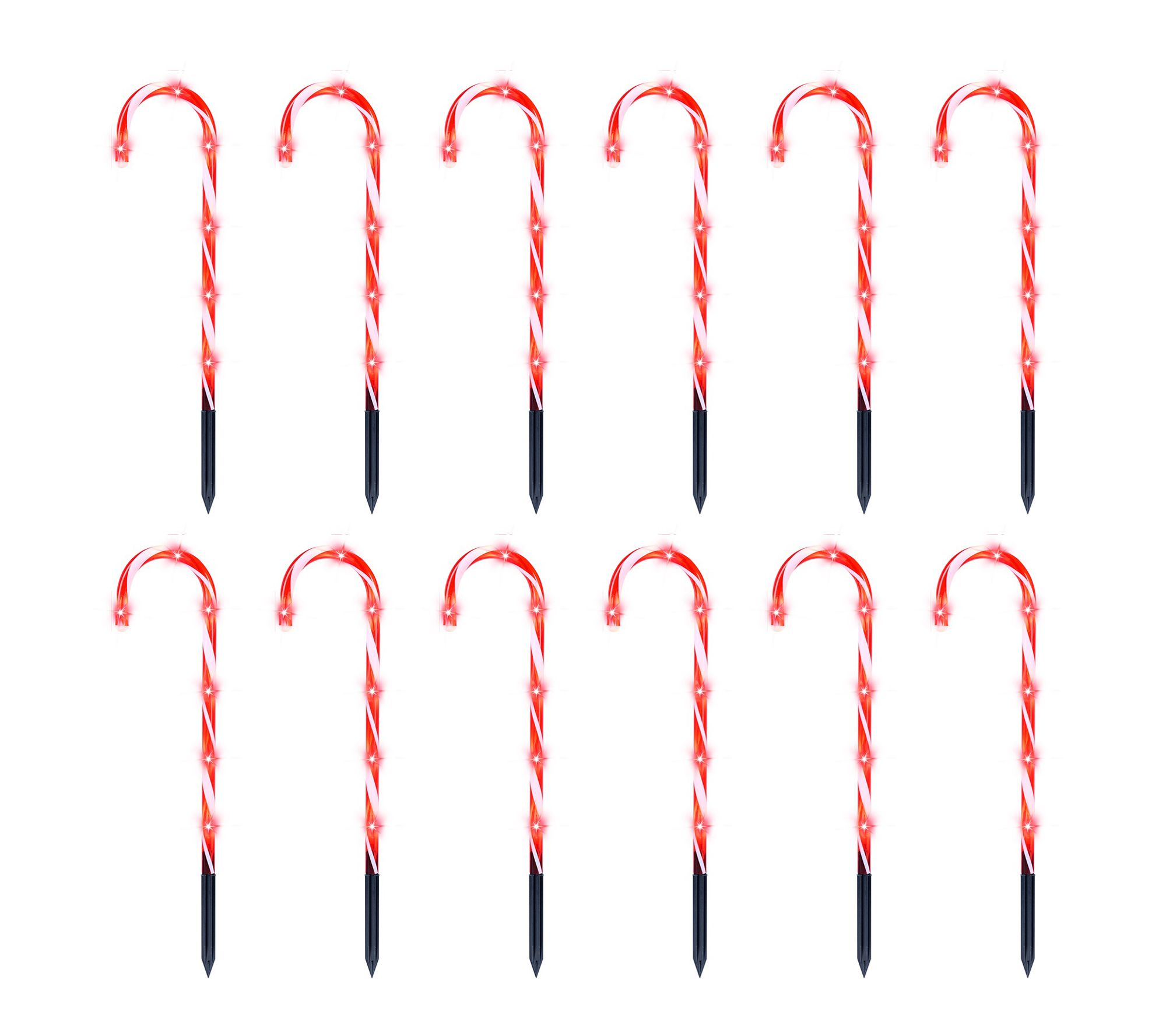 Joyfy 17" Christmas Candy Cane Pathway MarkersLights 12-Pack