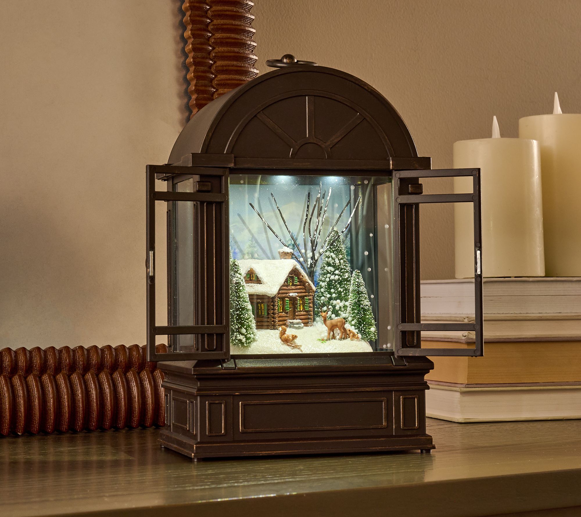 "As Is" Christmas Time Reflections Illuminated Snowing Lantern