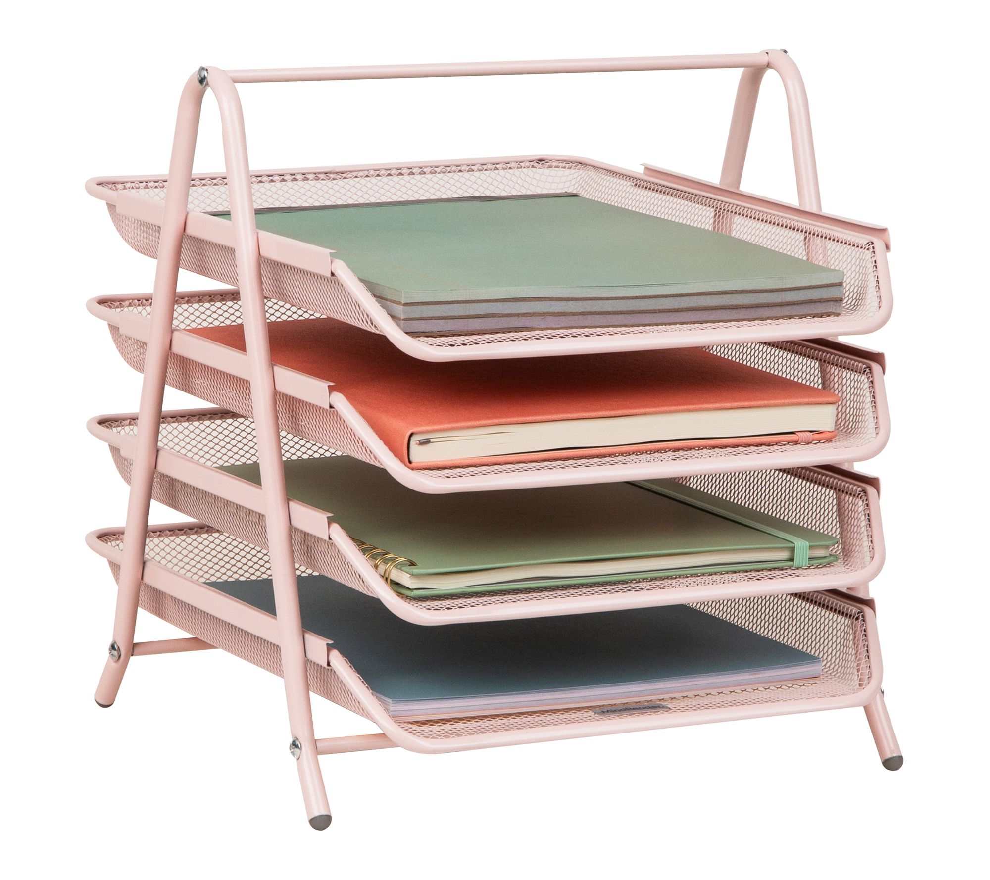 Mind Reader 4-Tier Paper Tray Organizer, Pink