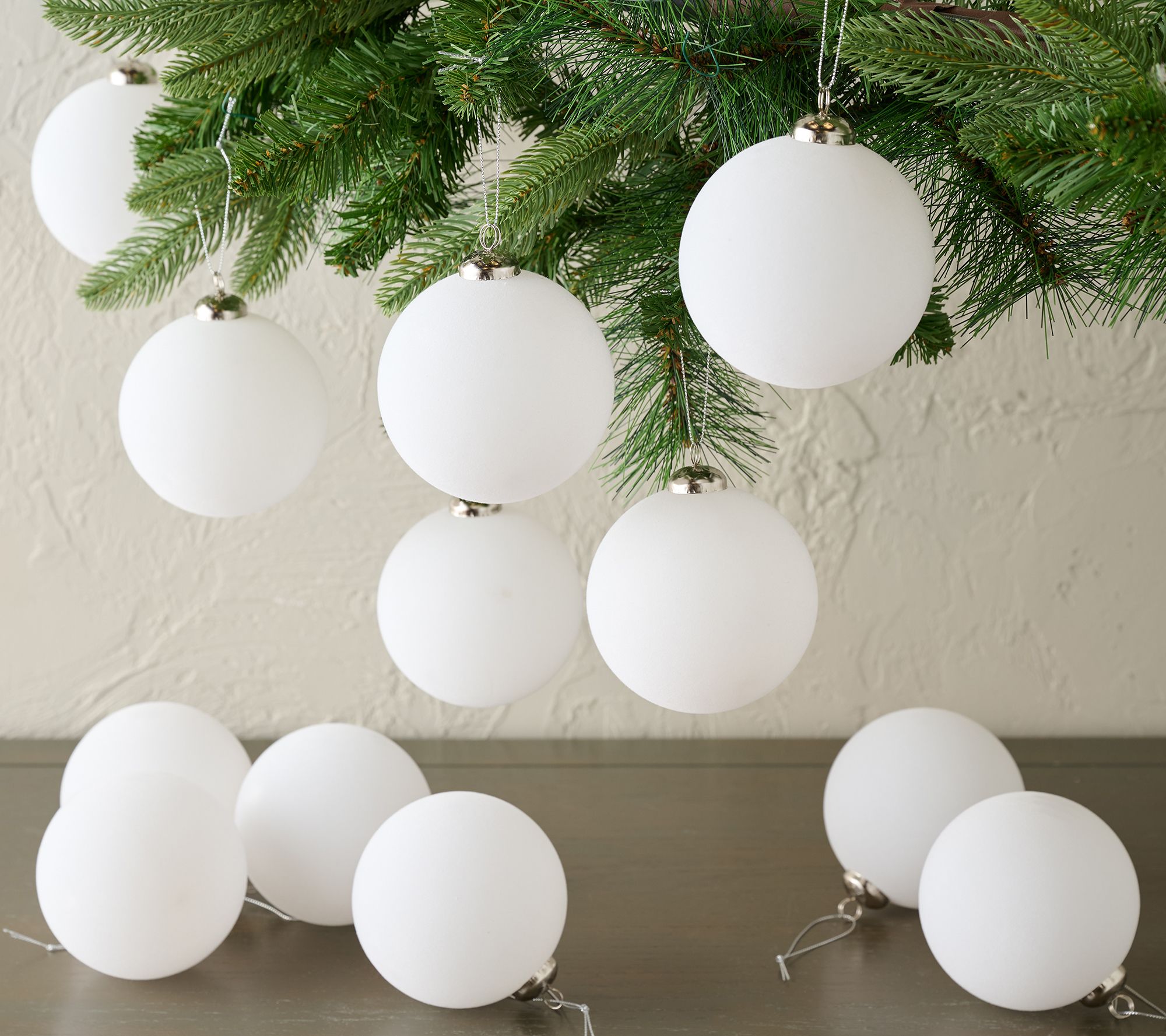 Set of 12 Flocked Ball Ornaments by Valerie
