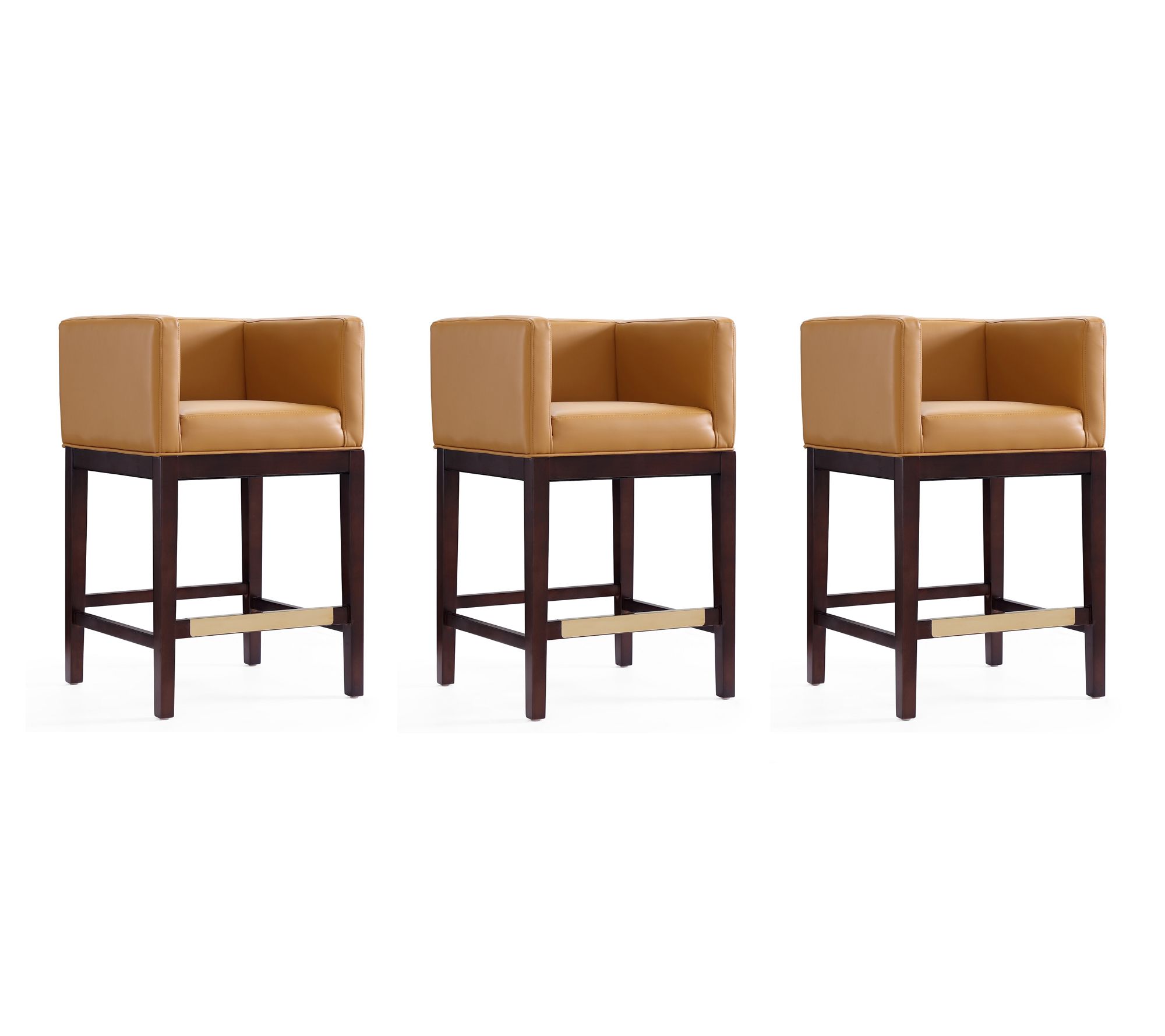 Manhattan Comfort Kingsley Upholstered CounterStool- Set of 3
