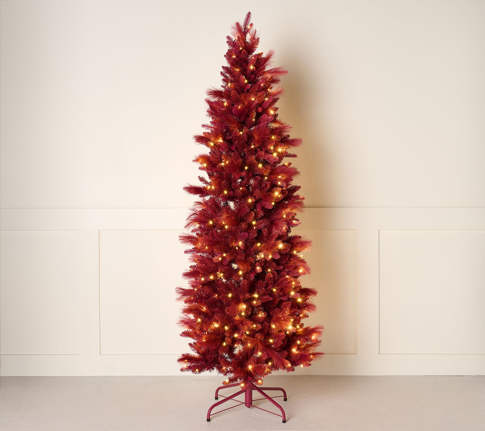 7' Illuminated Slim Tree with Pampas Accents by Kim Gravel