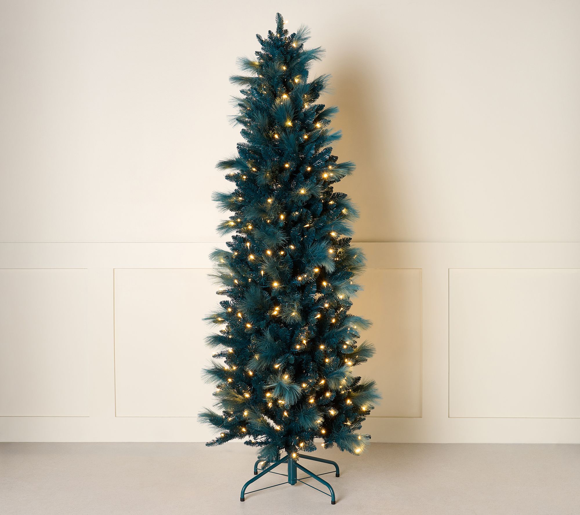 7' Illuminated Slim Tree with Pampas Accents by Kim Gravel