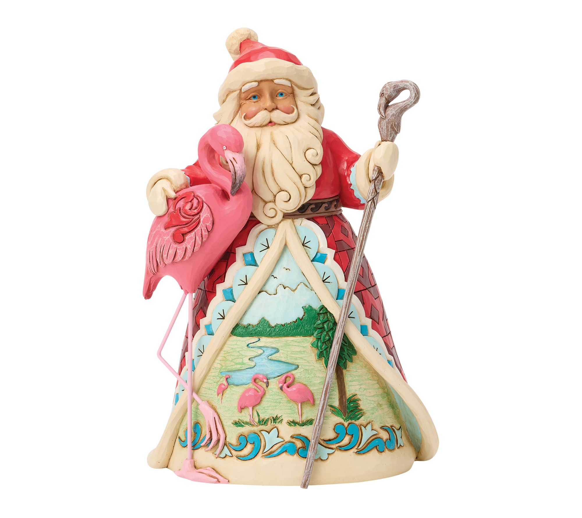 Jim Shore Heartwood Creek Santa with Flamingo Figurine 8in H