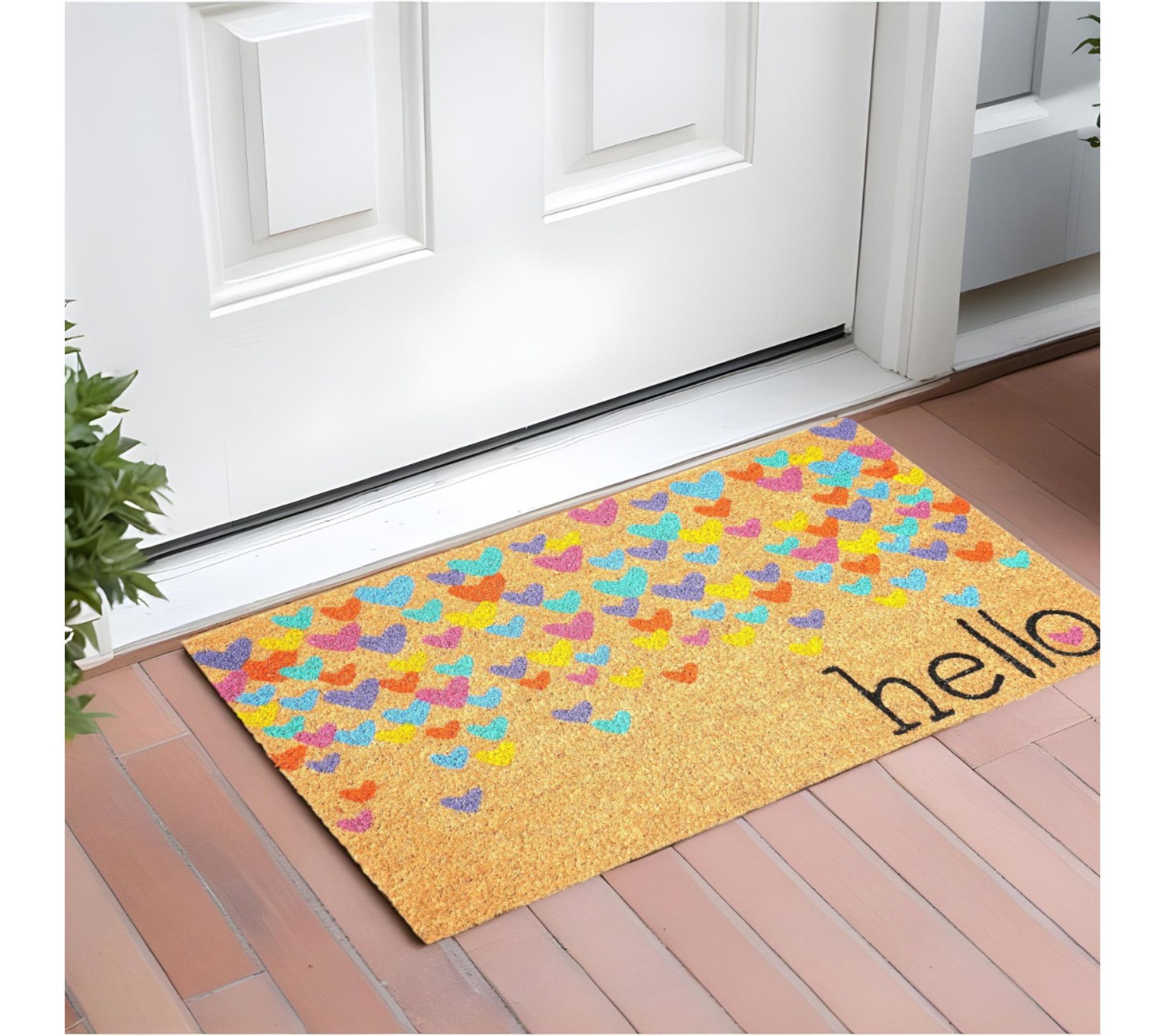 HomeRoots 17" X 29" Multicolor Heart Outdoor Door Mat