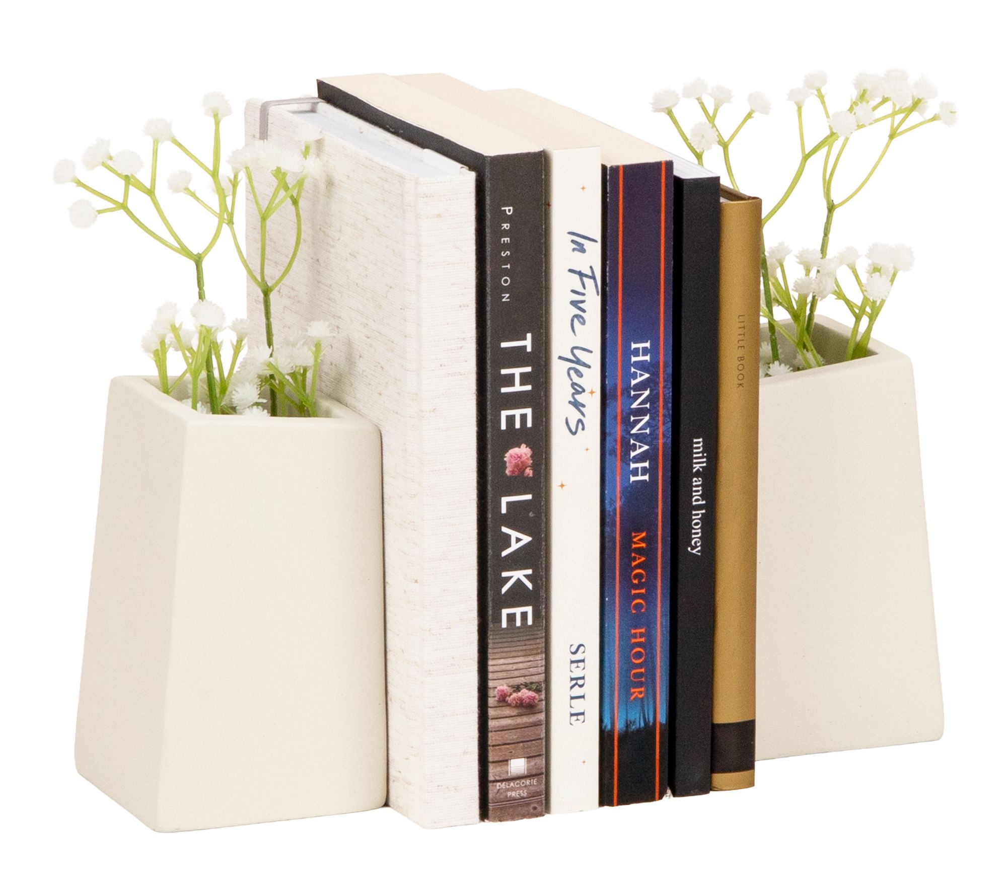 Mind Reader Cement Planter Bookends, Desk Decor