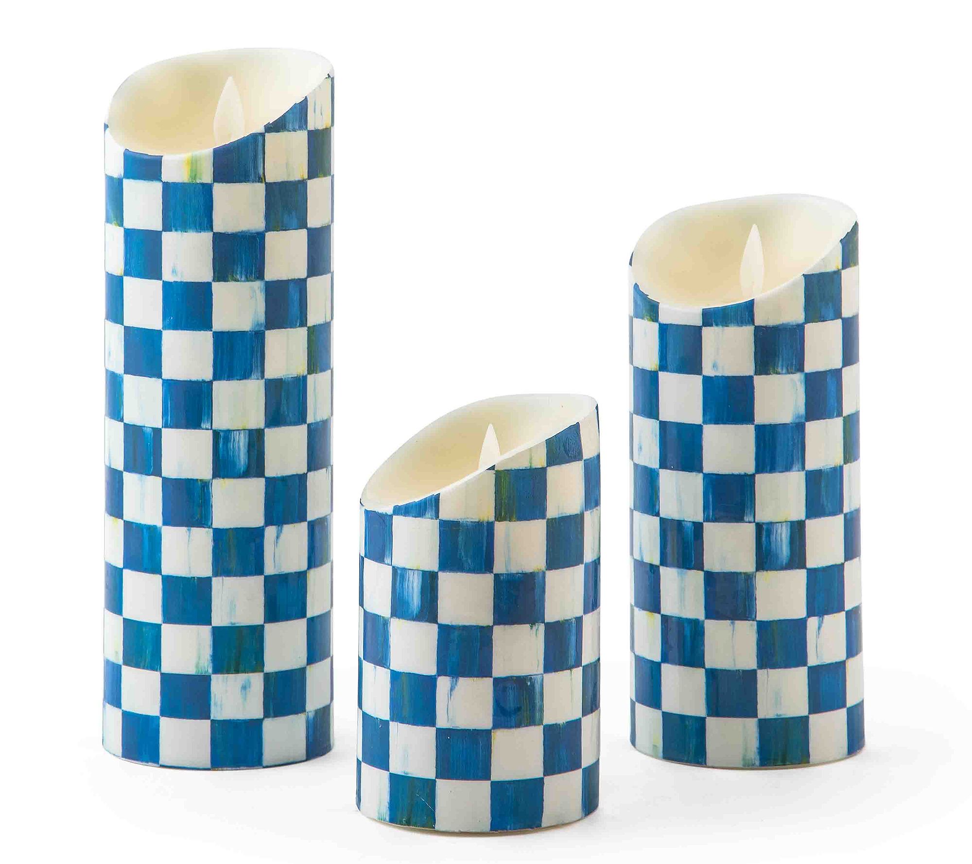 "As Is" MacKenzie- Childs Set of 3 Pillar Flicker Candles