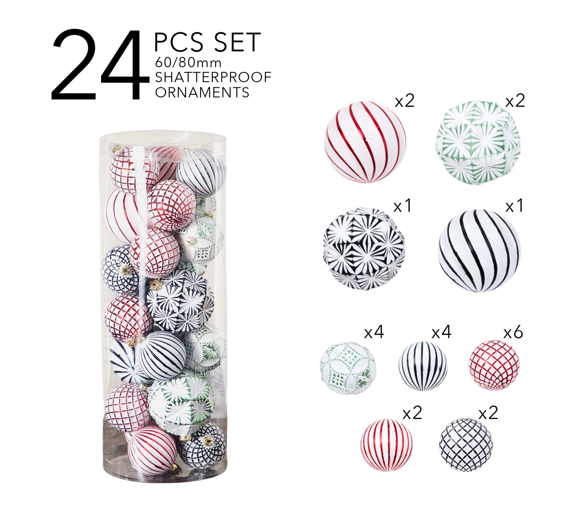 24-pc Pink and Sliver Ball Ornaments by Nearly Natural
